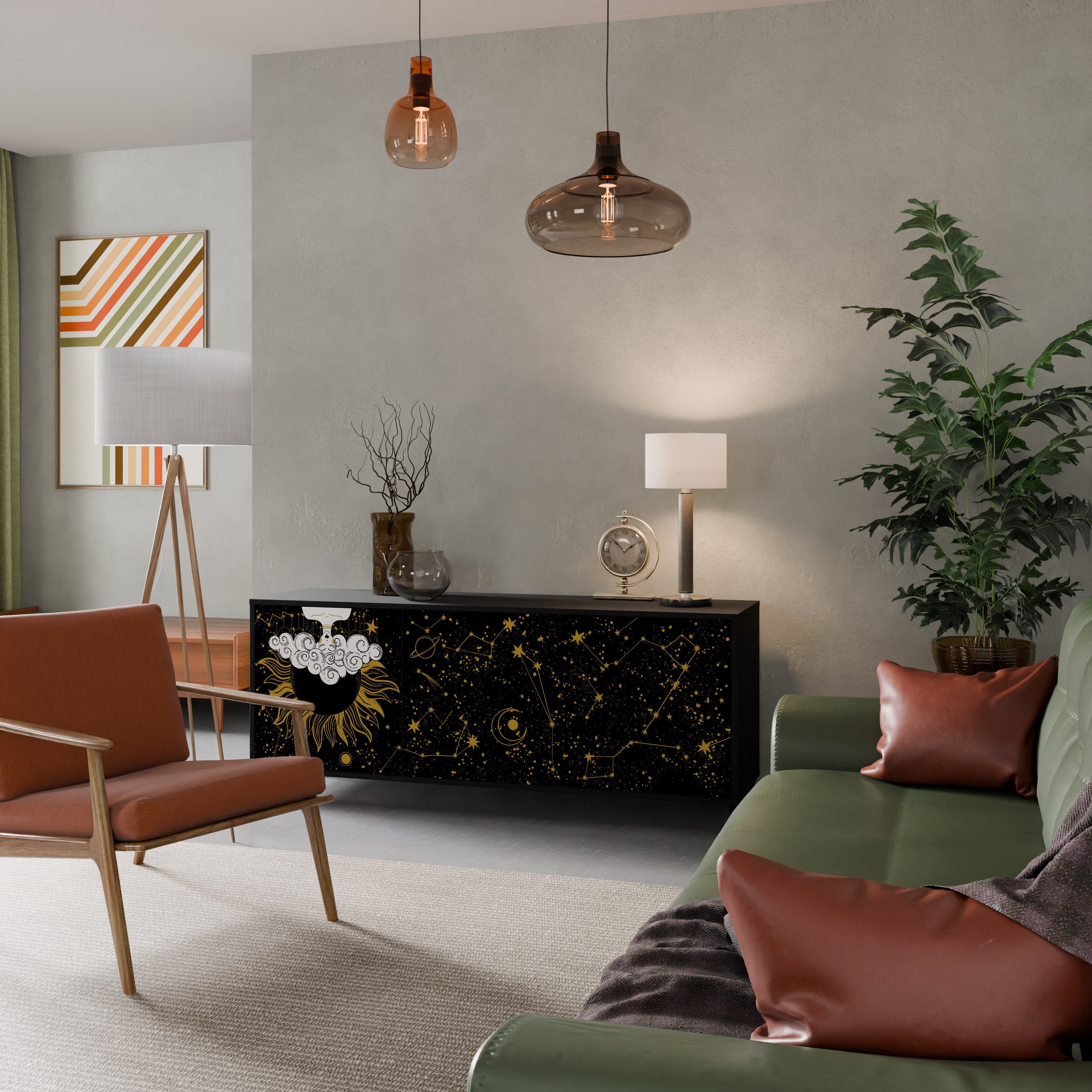 STELLAR CONSTELLATIONS 3-türiges Sideboard in Schwarz