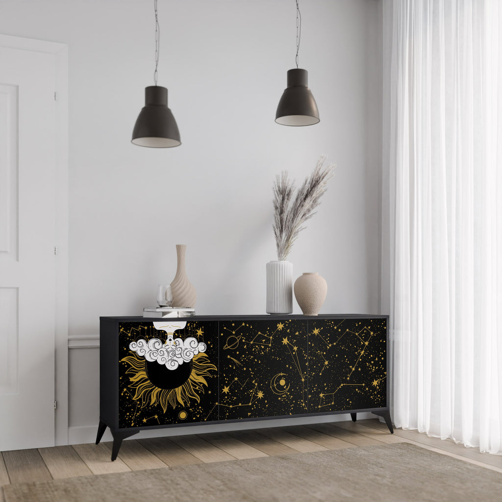 STELLAR CONSTELLATIONS 3-türiges Sideboard in Schwarz