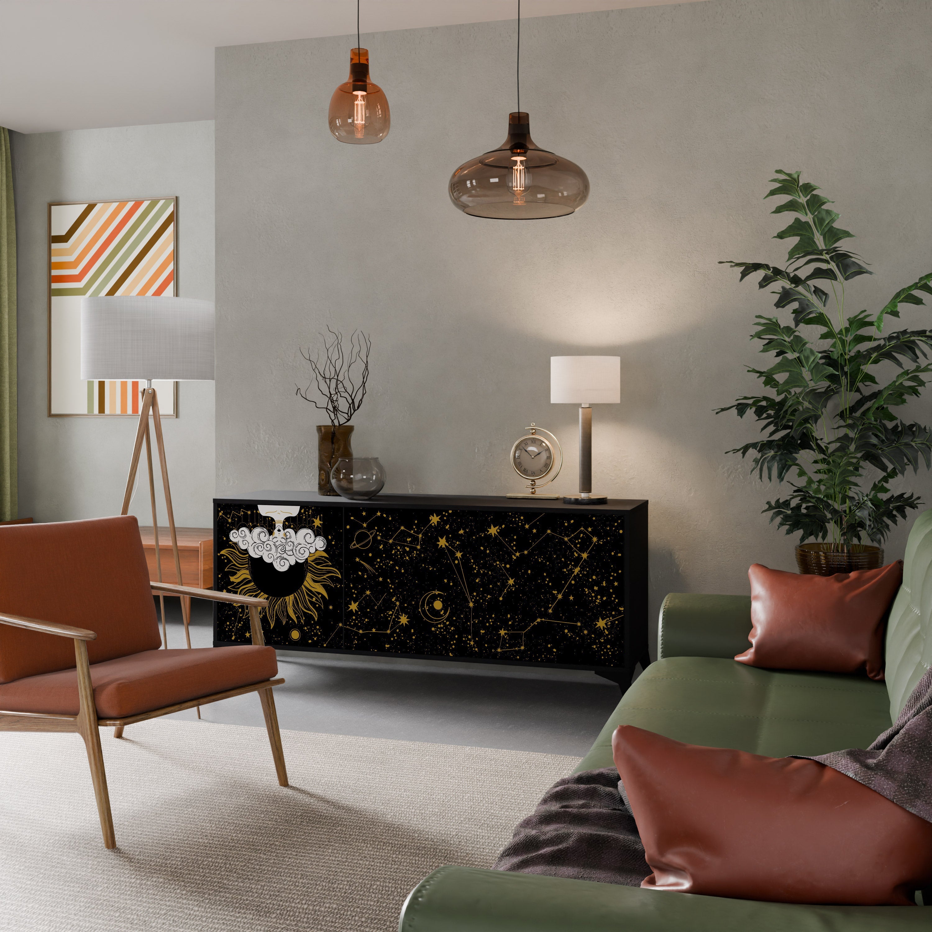 STELLAR CONSTELLATIONS 3-türiges Sideboard in Schwarz