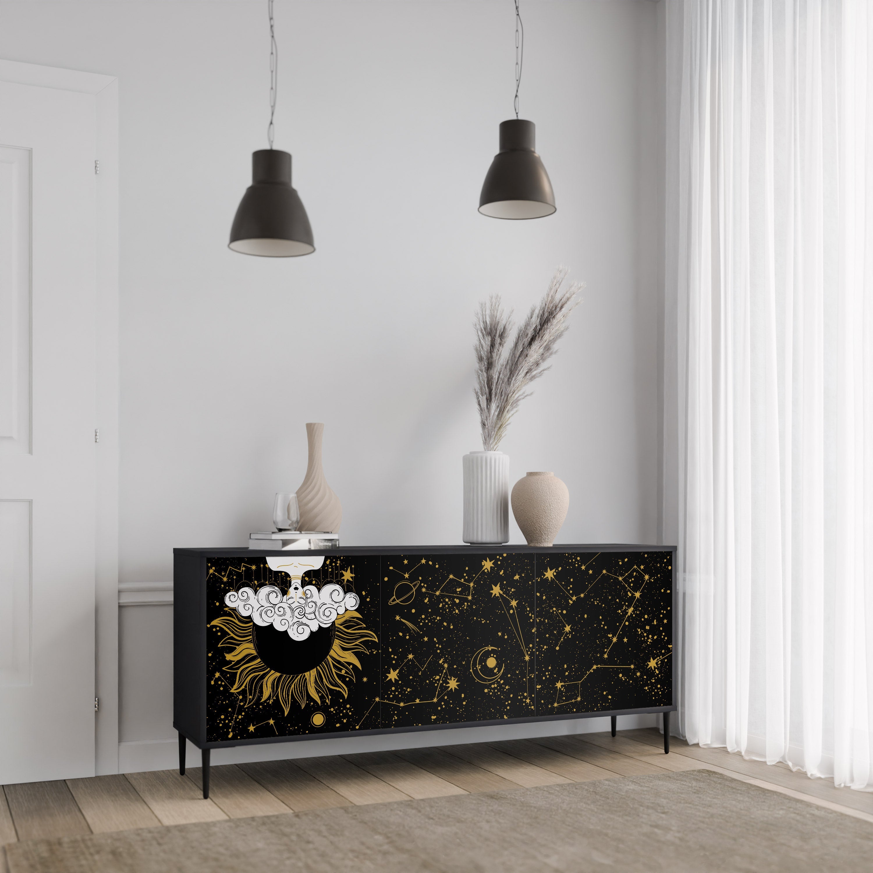STELLAR CONSTELLATIONS 3-türiges Sideboard in Schwarz