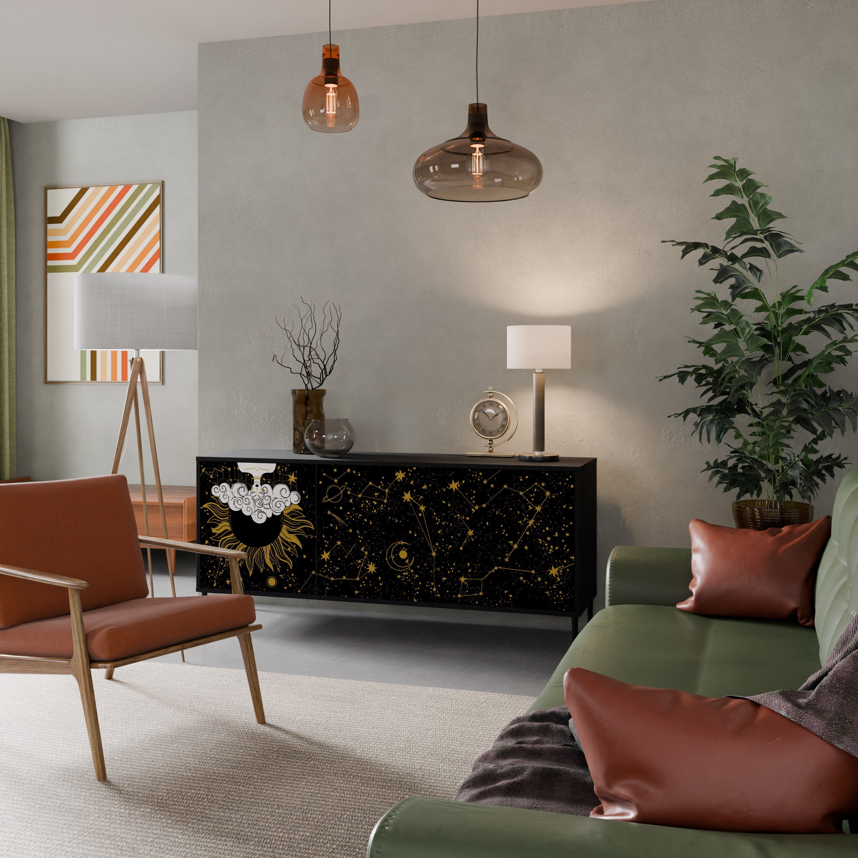STELLAR CONSTELLATIONS 3-türiges Sideboard in Schwarz