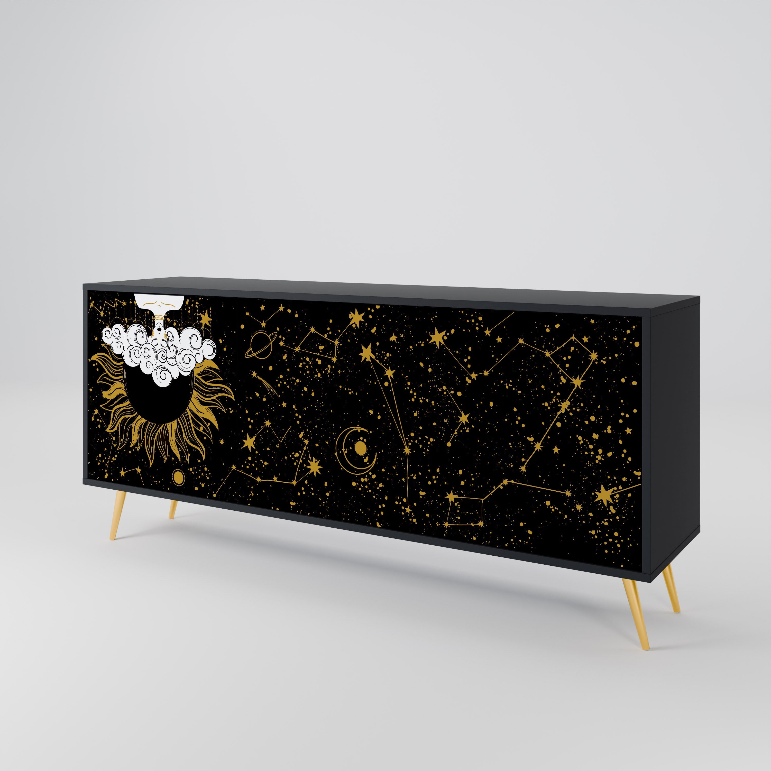 STELLAR CONSTELLATIONS 3-türiges Sideboard in Schwarz