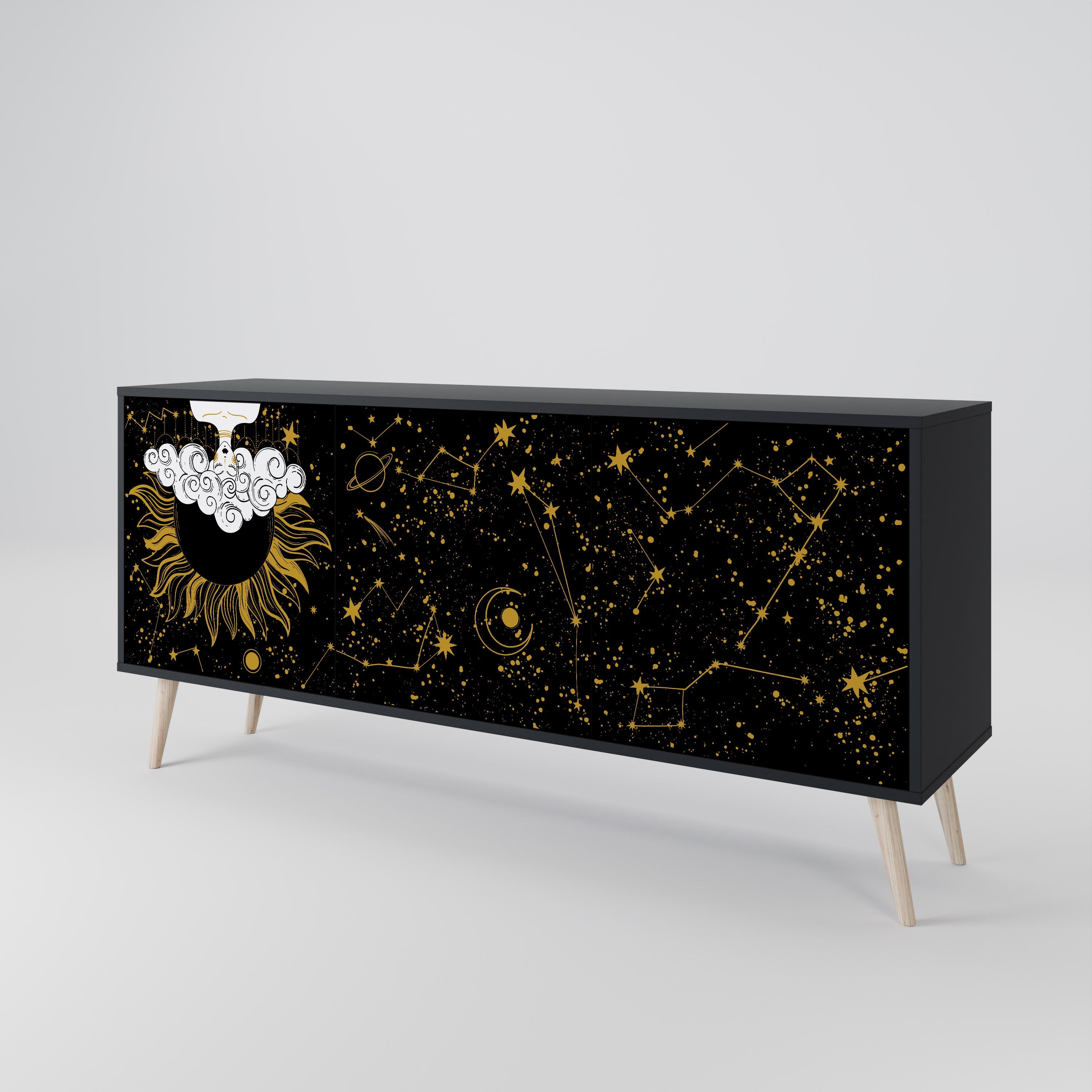 STELLAR CONSTELLATIONS 3-türiges Sideboard in Schwarz