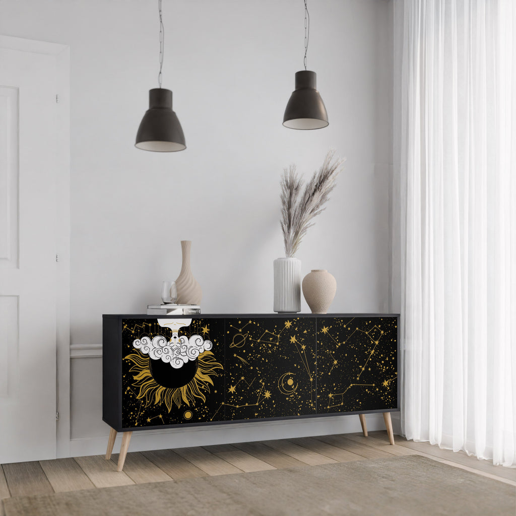 STELLAR CONSTELLATIONS 3-türiges Sideboard in Schwarz