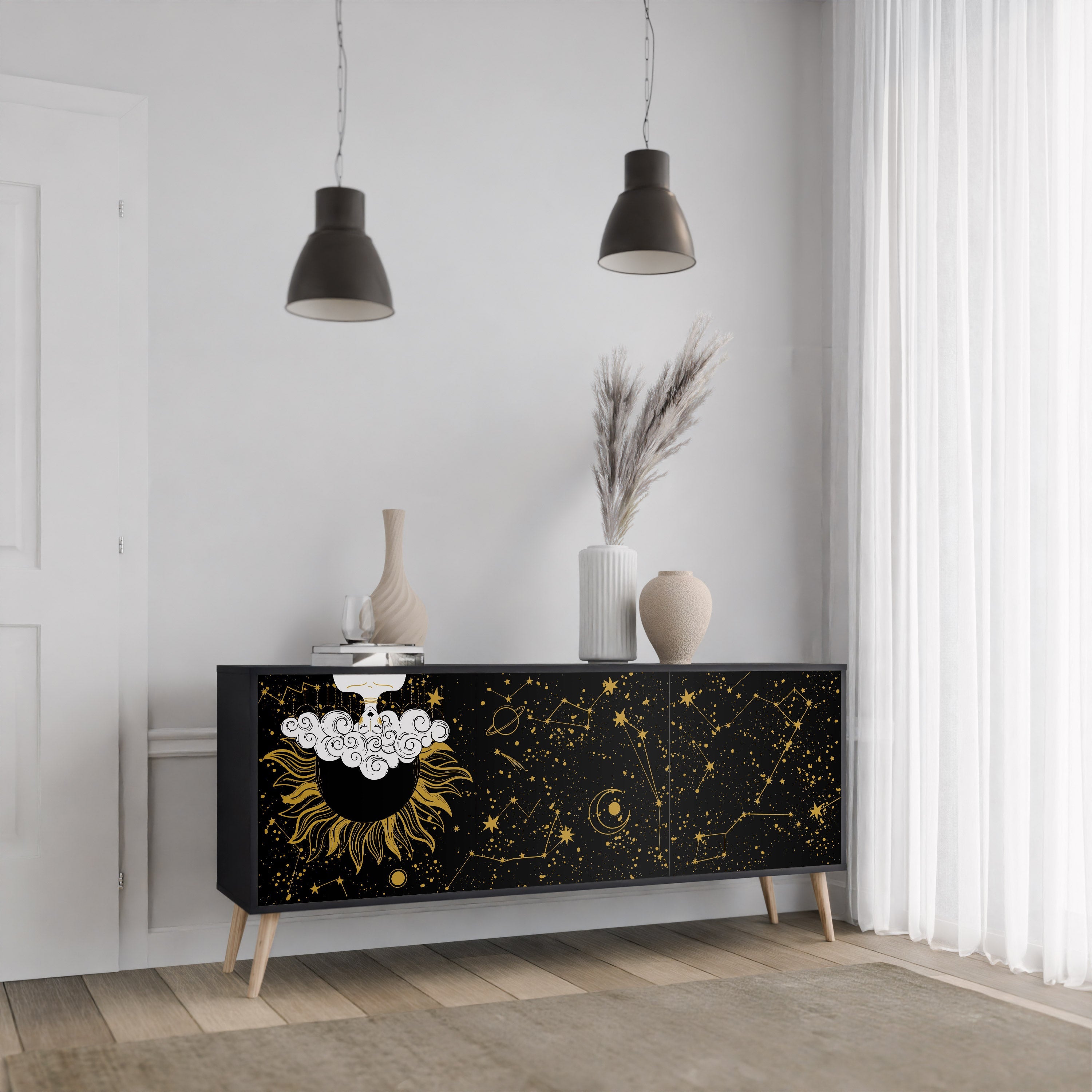 STELLAR CONSTELLATIONS 3-türiges Sideboard in Schwarz