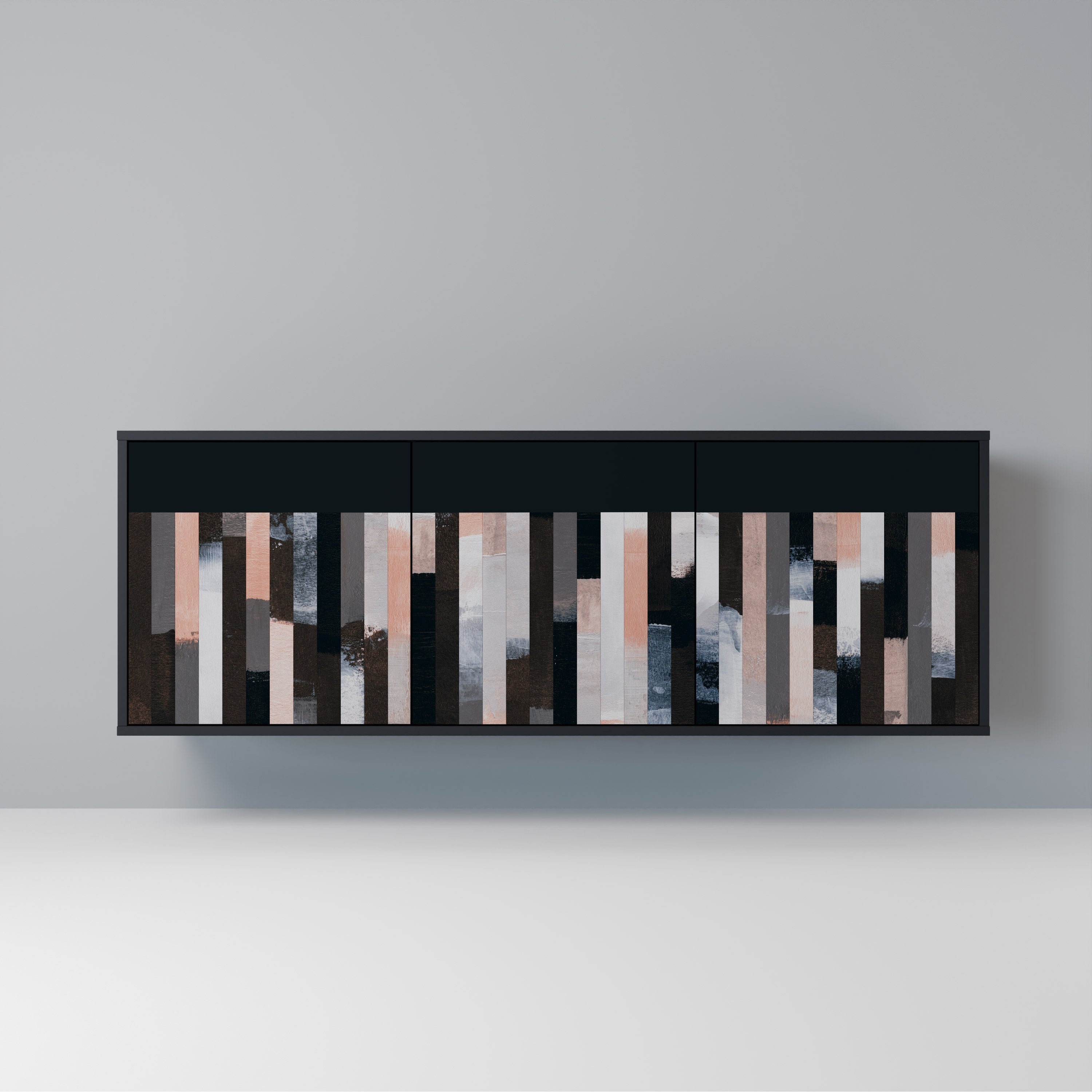 COLLAGE OF RECTANGLES 3-türiges Sideboard in Schwarz