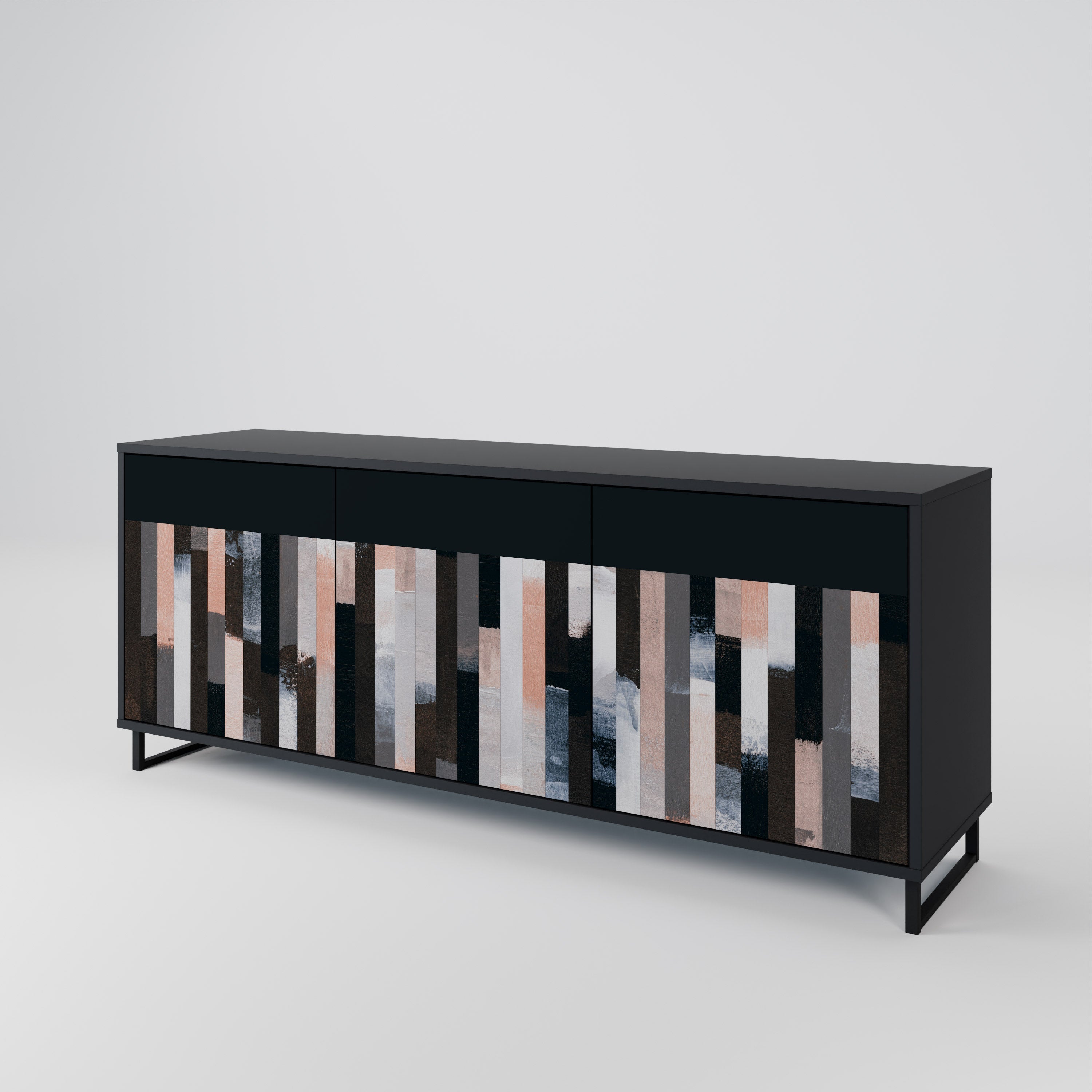 COLLAGE OF RECTANGLES 3-türiges Sideboard in Schwarz