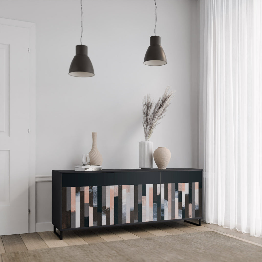 COLLAGE OF RECTANGLES 3-türiges Sideboard in Schwarz