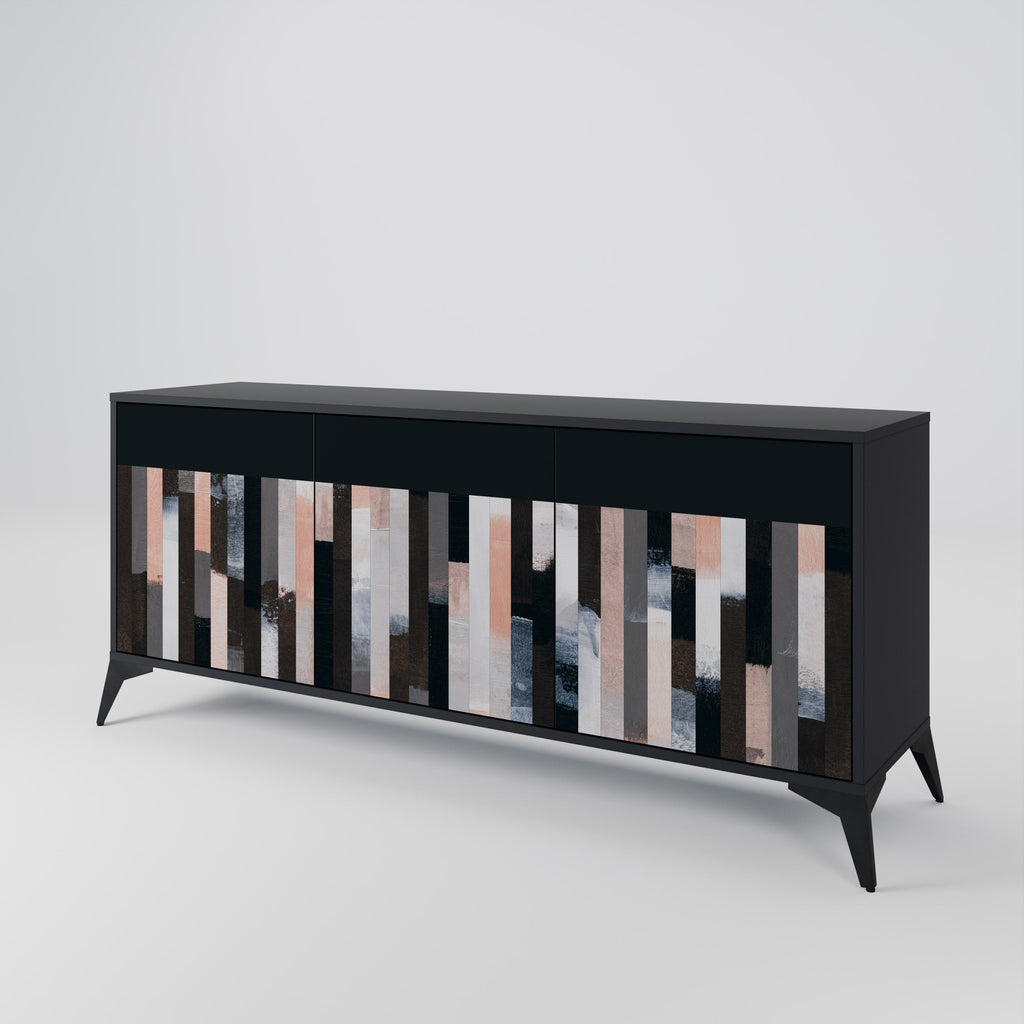 COLLAGE OF RECTANGLES 3-türiges Sideboard in Schwarz