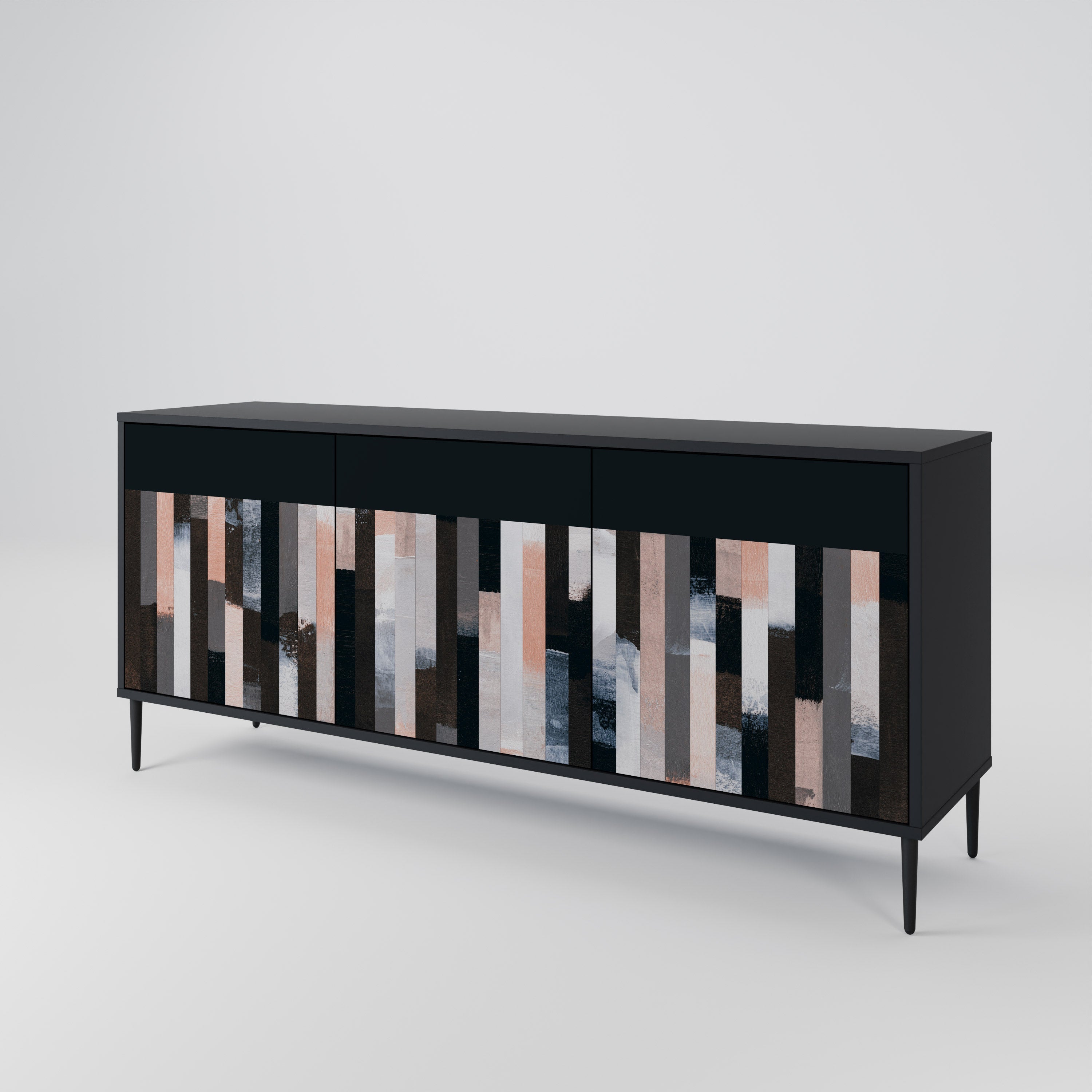 COLLAGE OF RECTANGLES 3-türiges Sideboard in Schwarz
