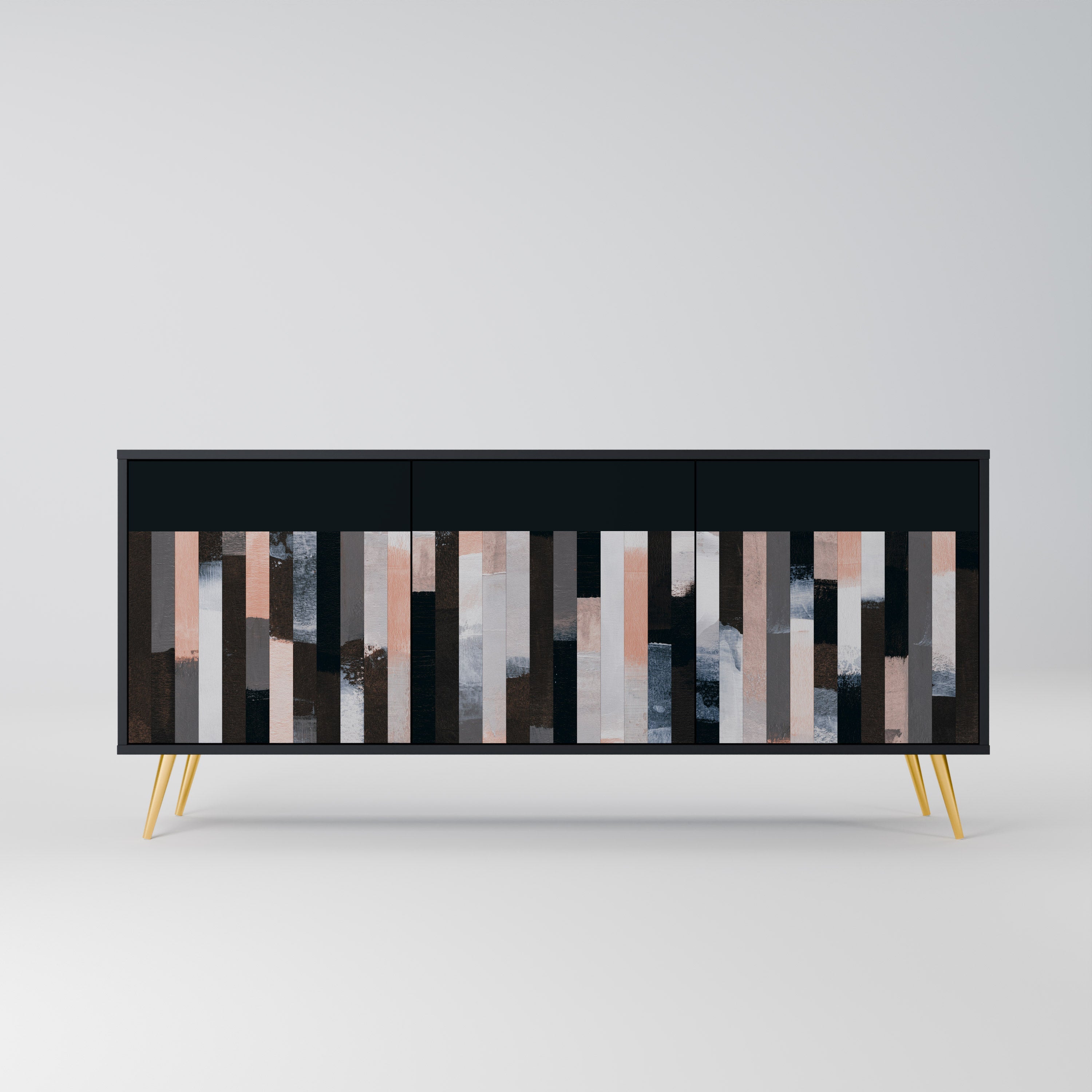 COLLAGE OF RECTANGLES 3-türiges Sideboard in Schwarz