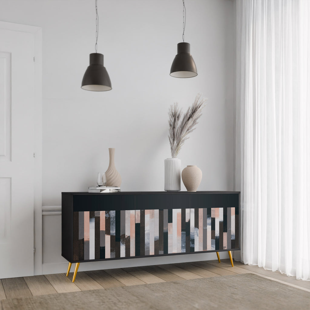 COLLAGE OF RECTANGLES 3-türiges Sideboard in Schwarz