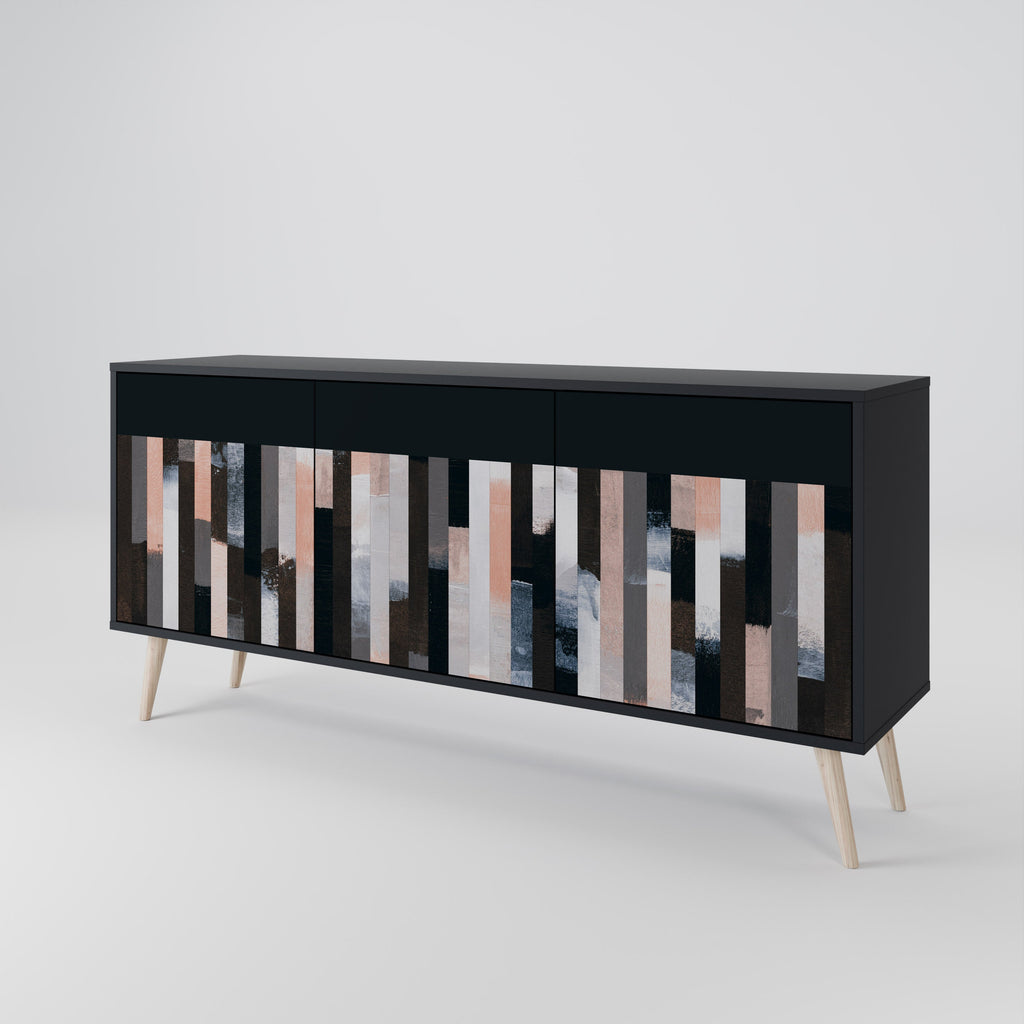 COLLAGE OF RECTANGLES 3-türiges Sideboard in Schwarz