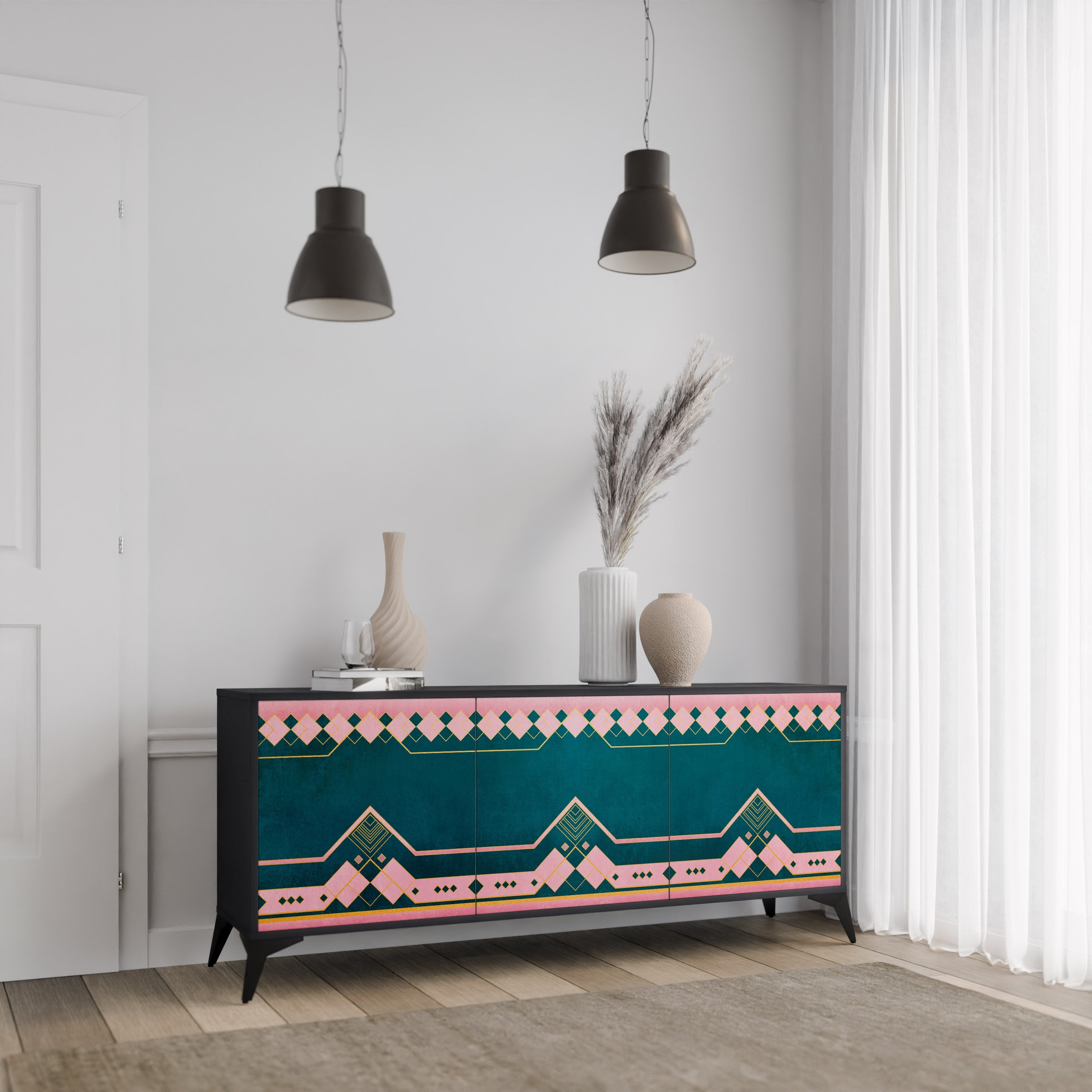 ROYAL COMPOSITION 3-türiges Sideboard in Schwarz