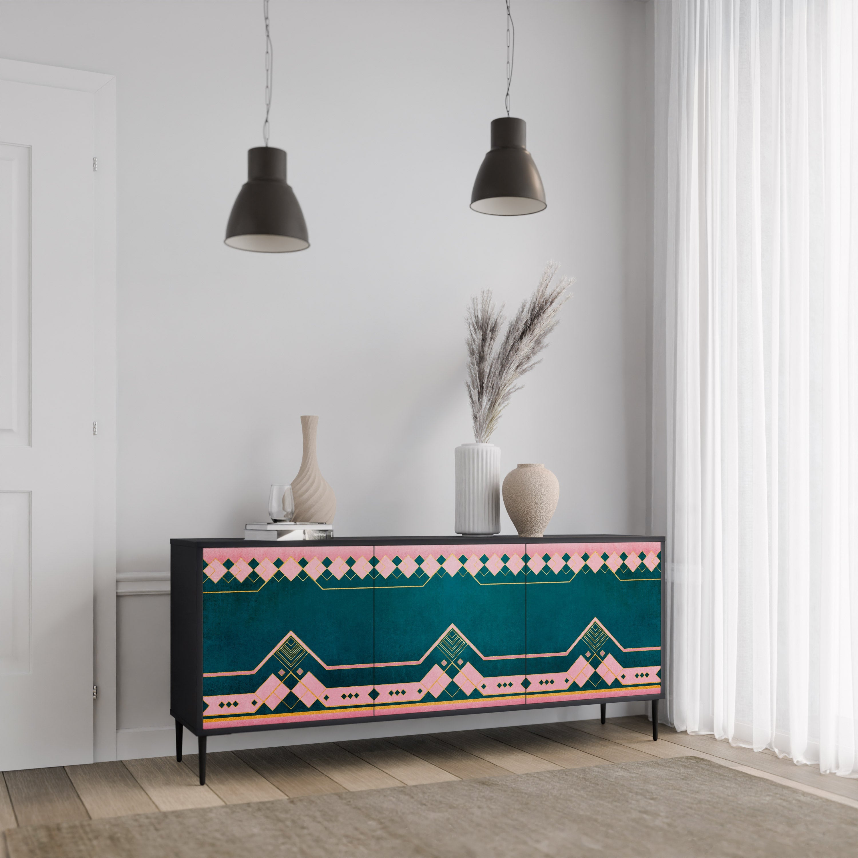 ROYAL COMPOSITION 3-türiges Sideboard in Schwarz