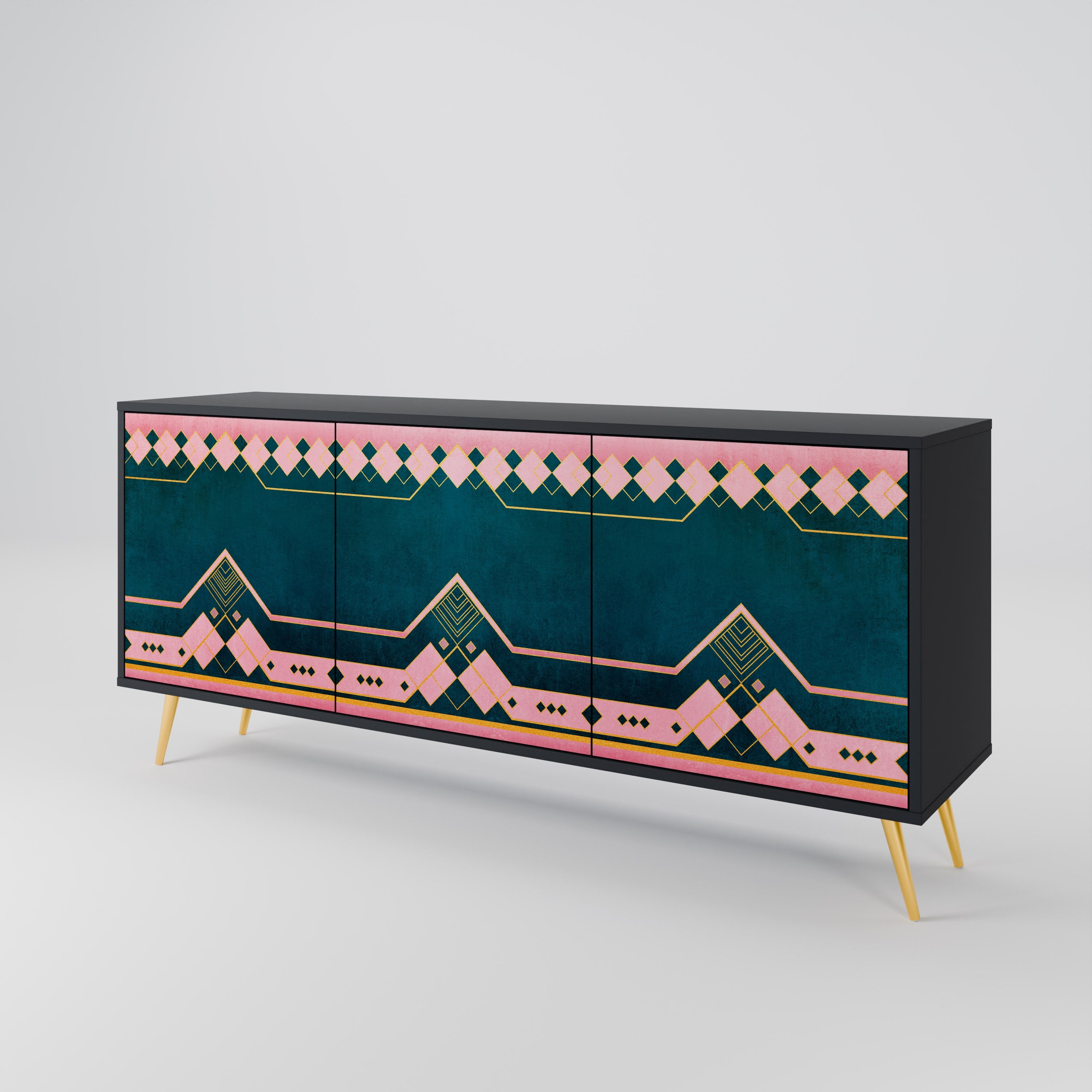 ROYAL COMPOSITION 3-türiges Sideboard in Schwarz