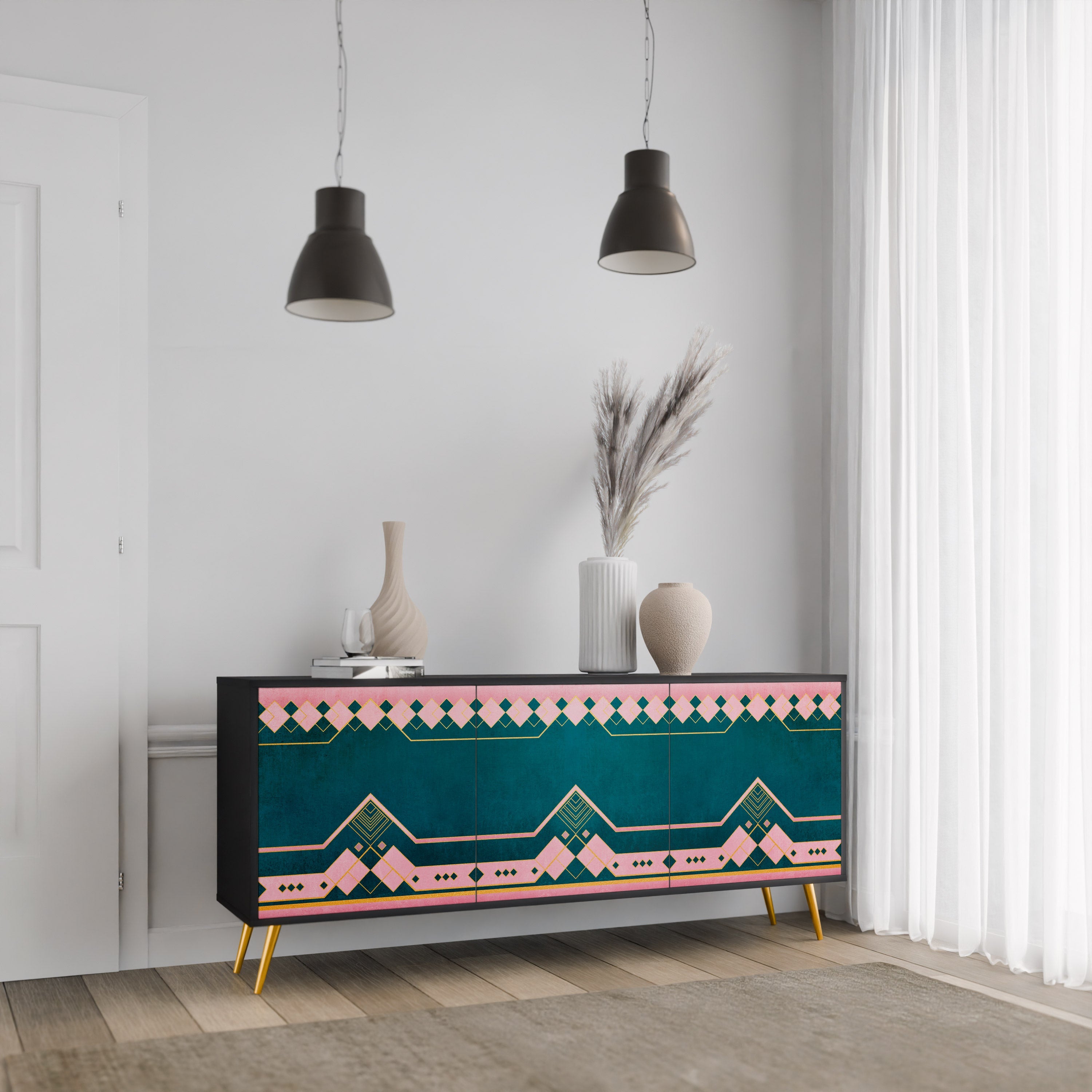 ROYAL COMPOSITION 3-türiges Sideboard in Schwarz