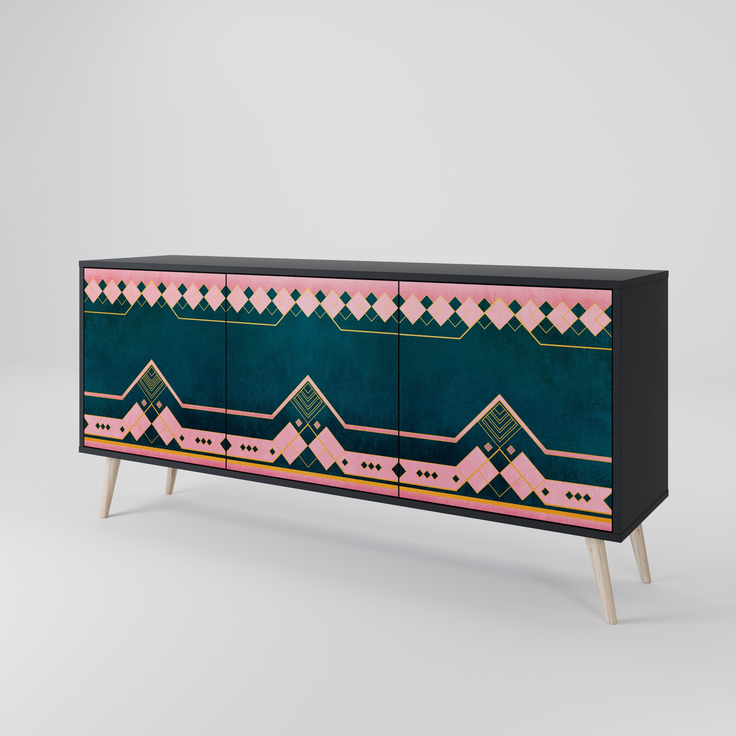 ROYAL COMPOSITION 3-türiges Sideboard in Schwarz