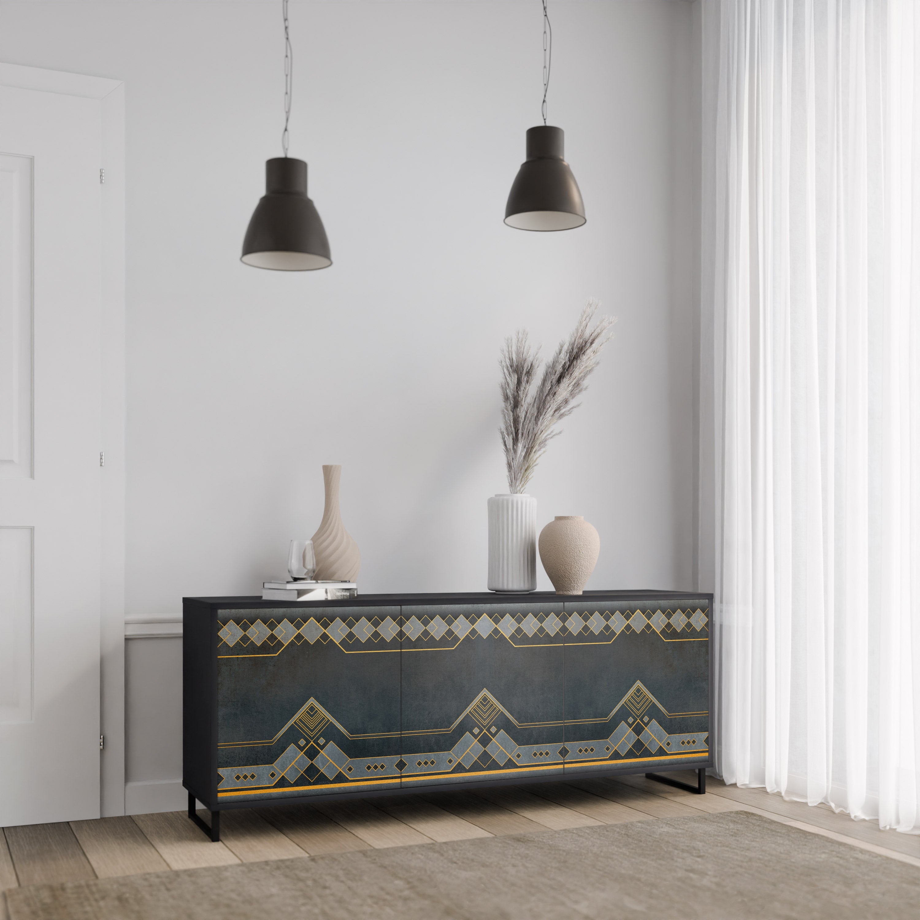 ROYAL ORDINARINESS 3-türiges Sideboard in Schwarz