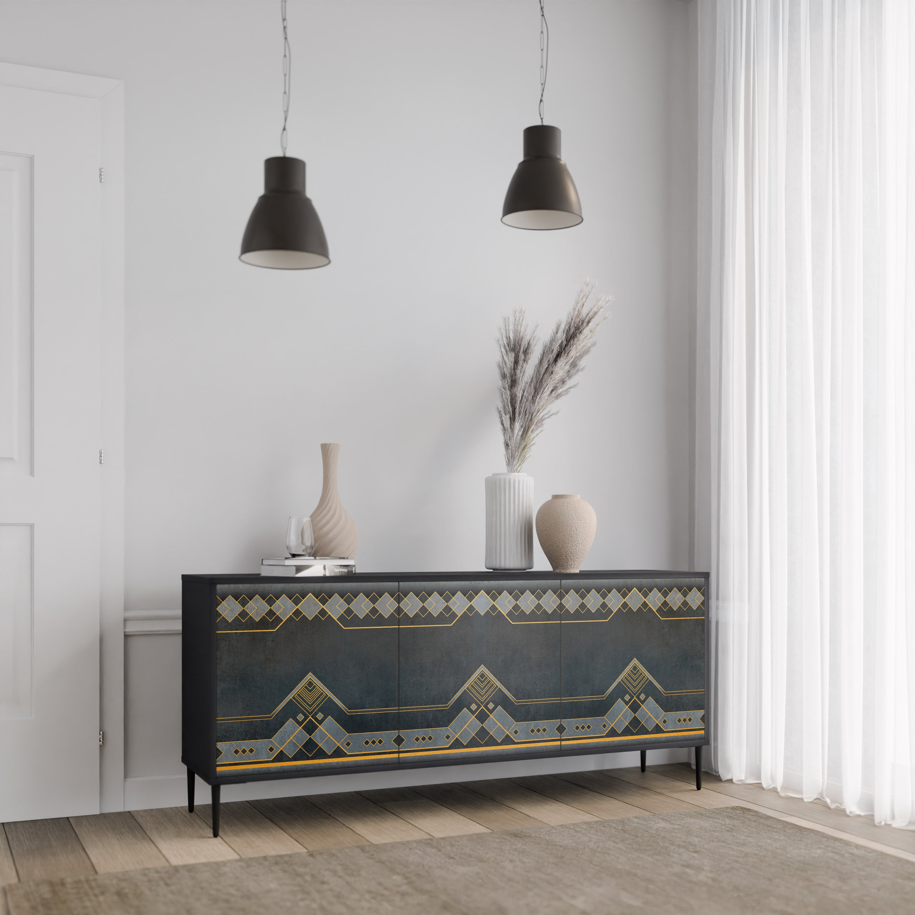 ROYAL ORDINARINESS 3-türiges Sideboard in Schwarz
