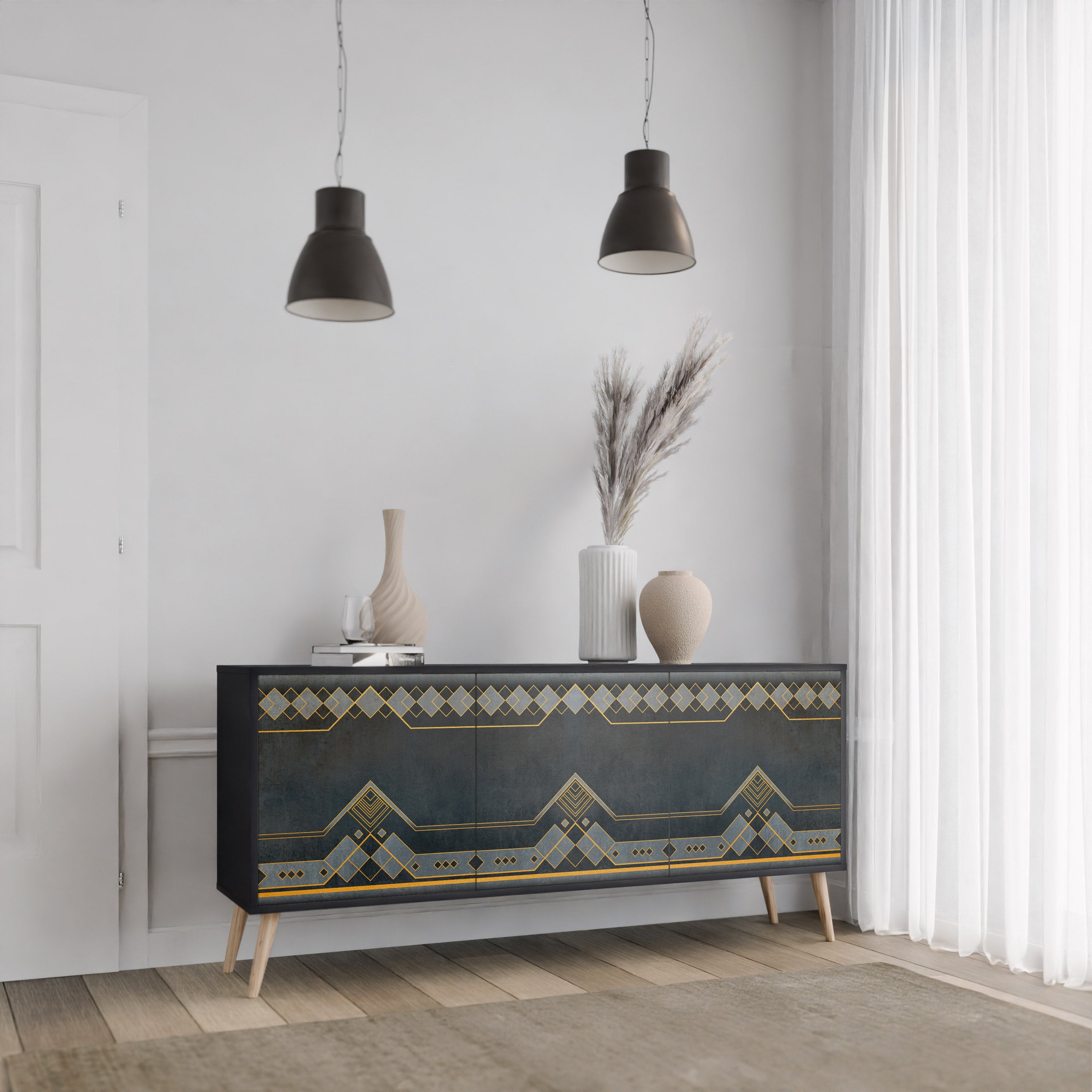 ROYAL ORDINARINESS 3-türiges Sideboard in Schwarz