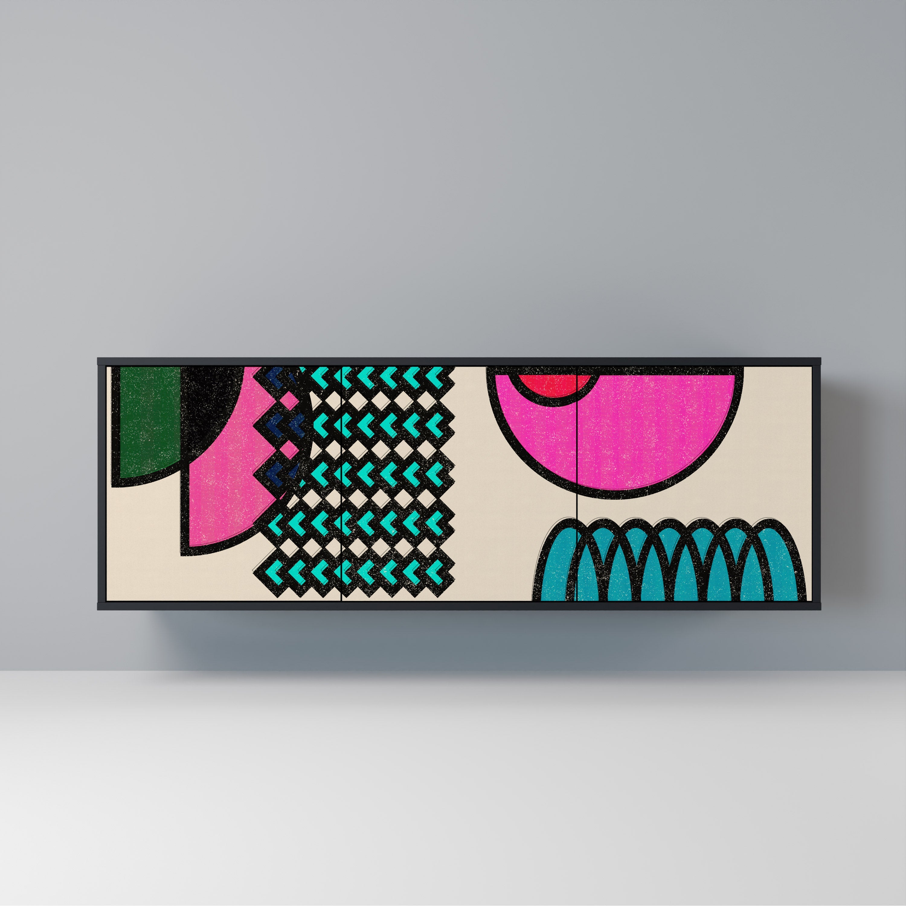 GEOMETRIC RHAPSODY Sideboard mit 3 Türen in Schwarz