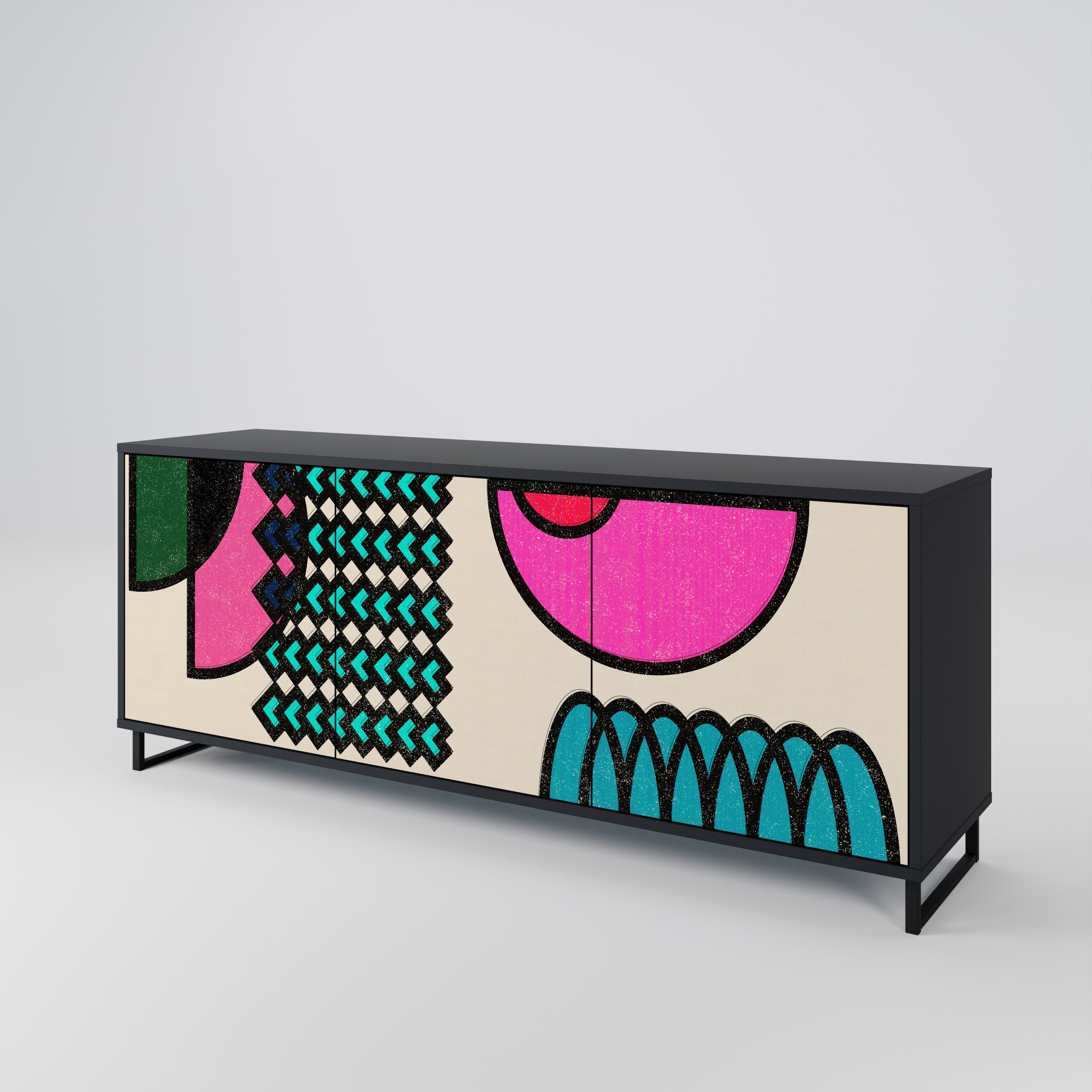 GEOMETRIC RHAPSODY Sideboard mit 3 Türen in Schwarz