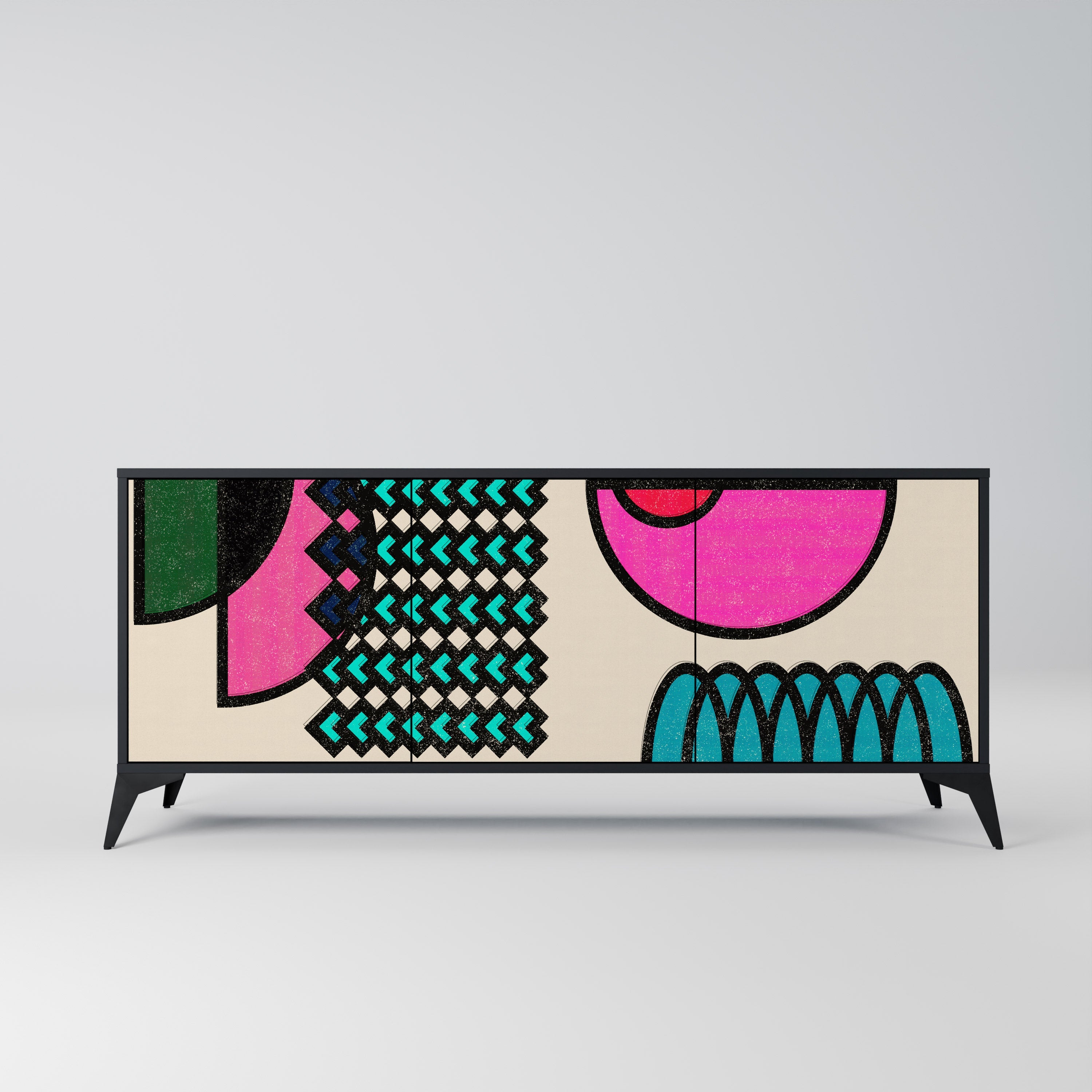 GEOMETRIC RHAPSODY Sideboard mit 3 Türen in Schwarz