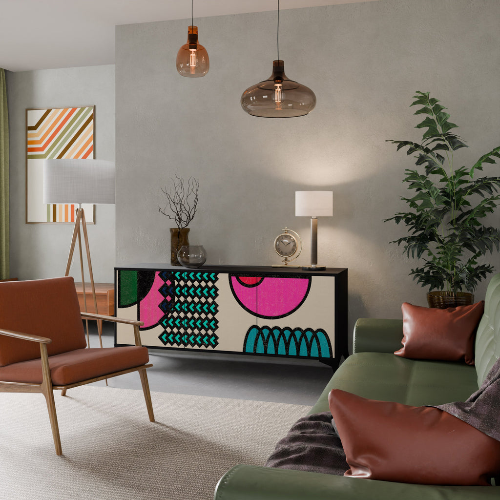 GEOMETRIC RHAPSODY Sideboard mit 3 Türen in Schwarz