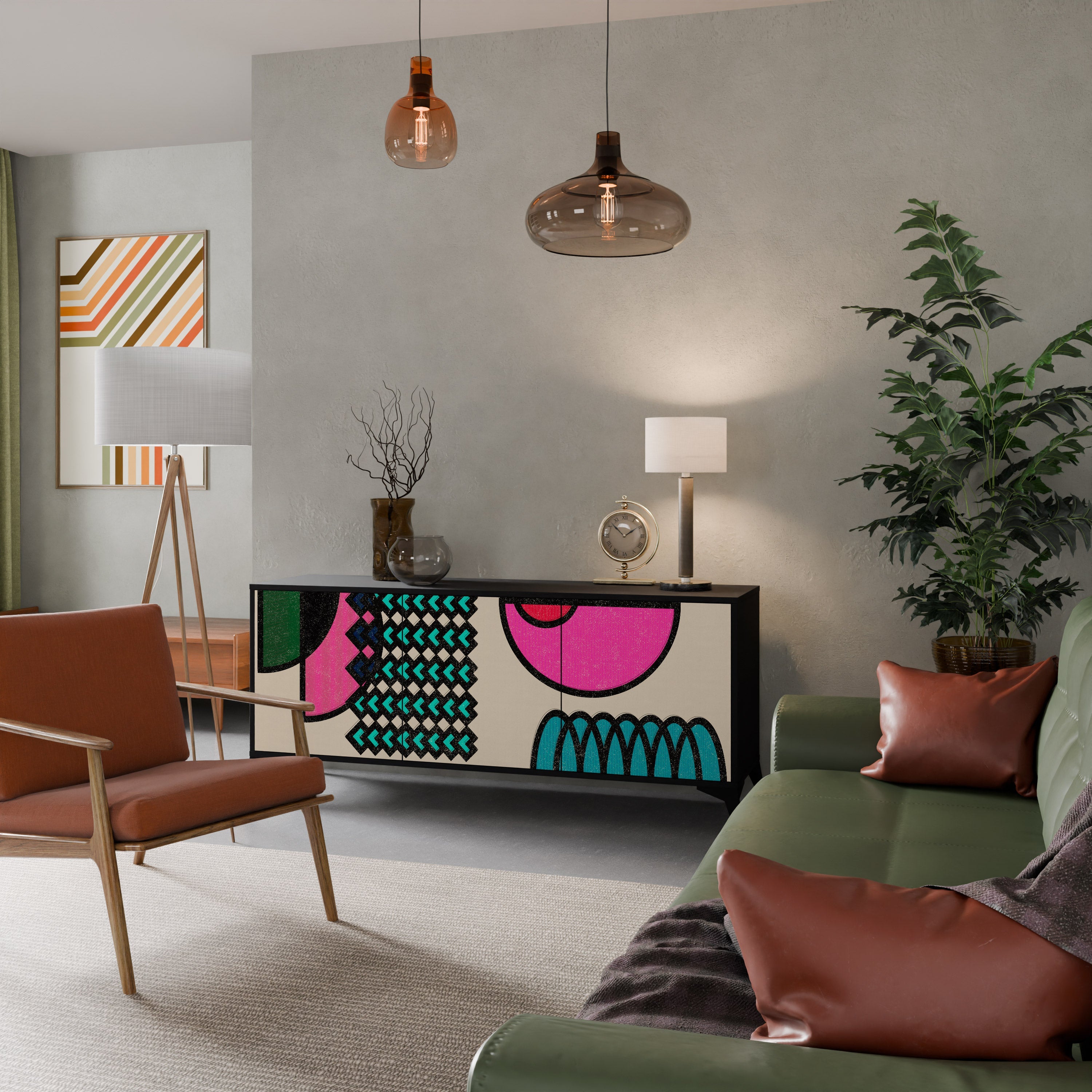 GEOMETRIC RHAPSODY Sideboard mit 3 Türen in Schwarz