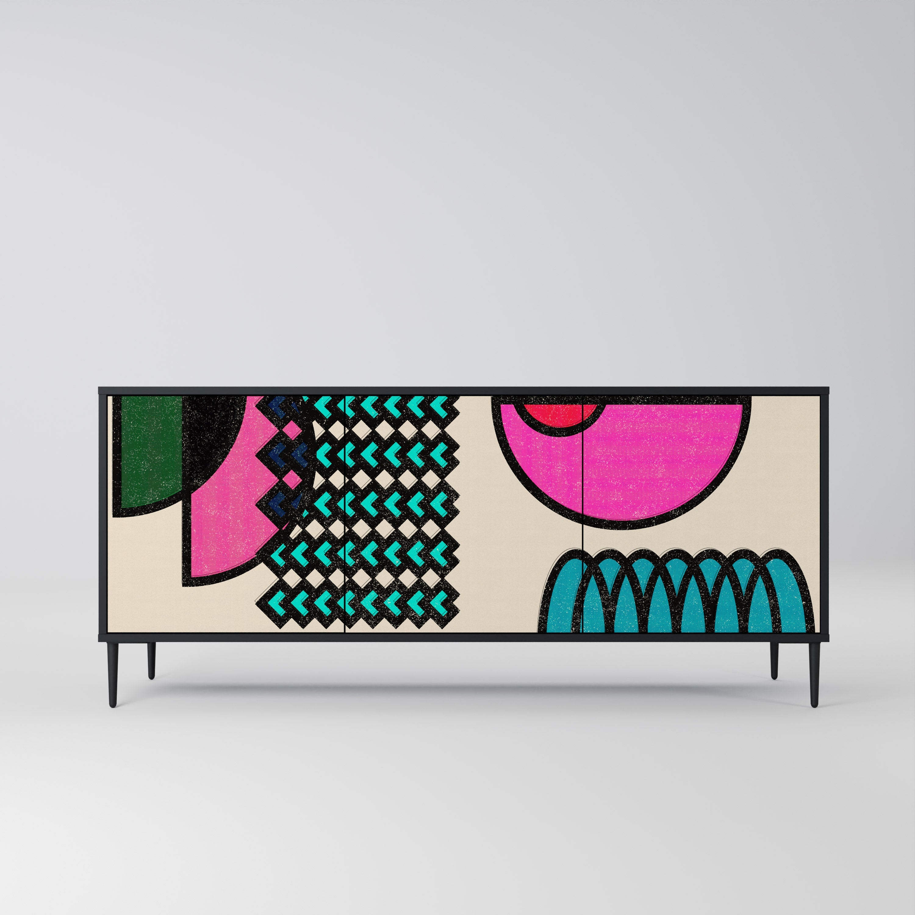 GEOMETRIC RHAPSODY Sideboard mit 3 Türen in Schwarz