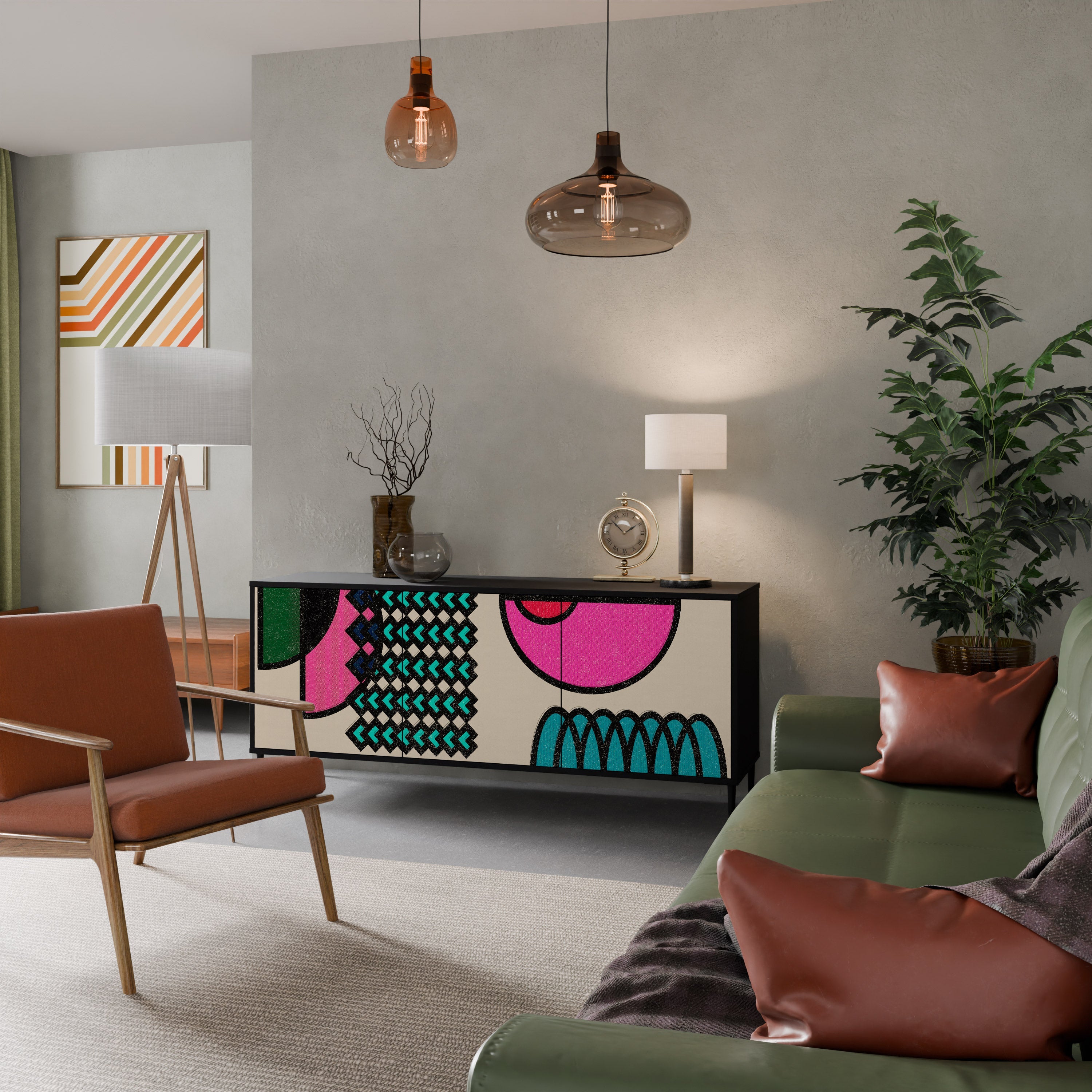 GEOMETRIC RHAPSODY Sideboard mit 3 Türen in Schwarz