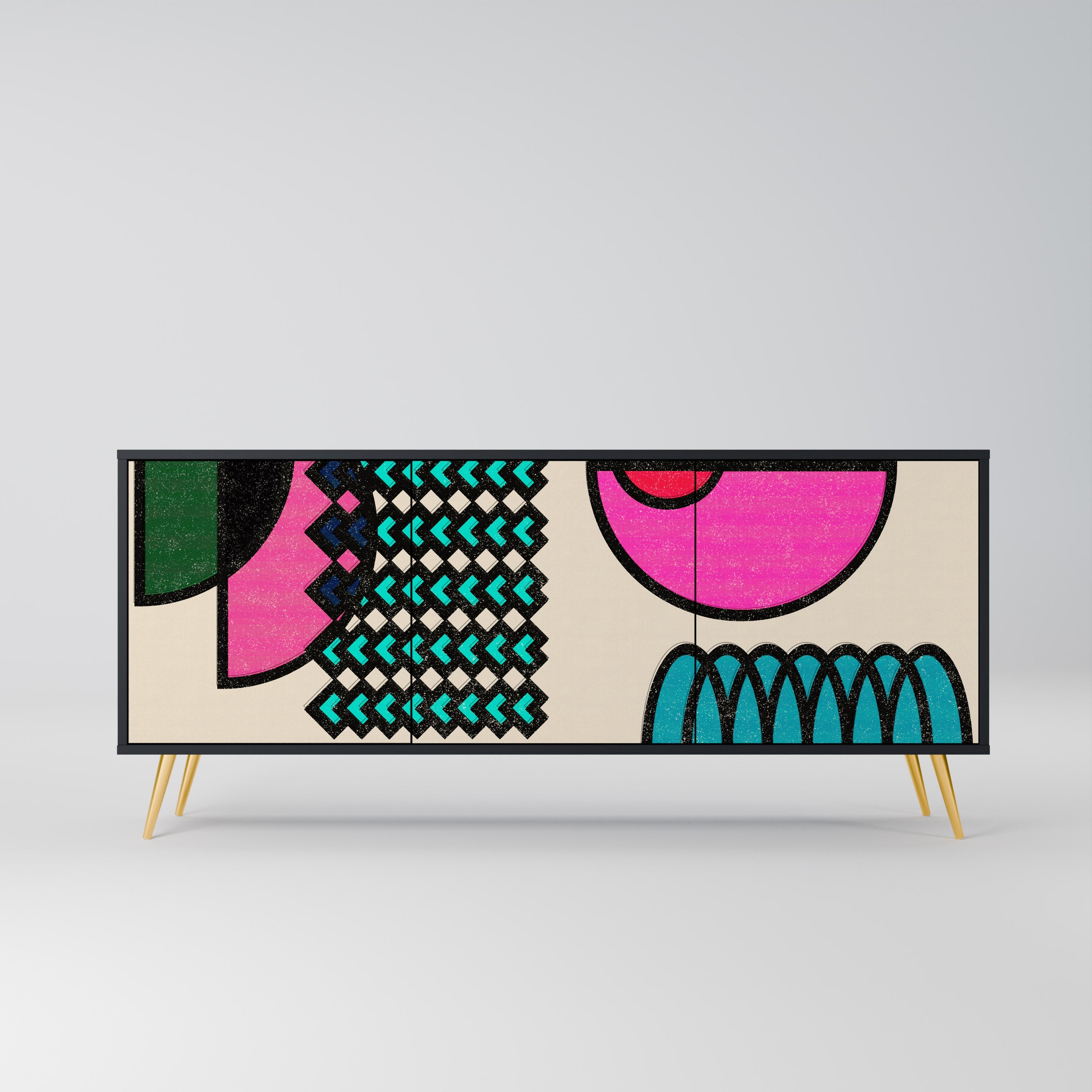 GEOMETRIC RHAPSODY Sideboard mit 3 Türen in Schwarz