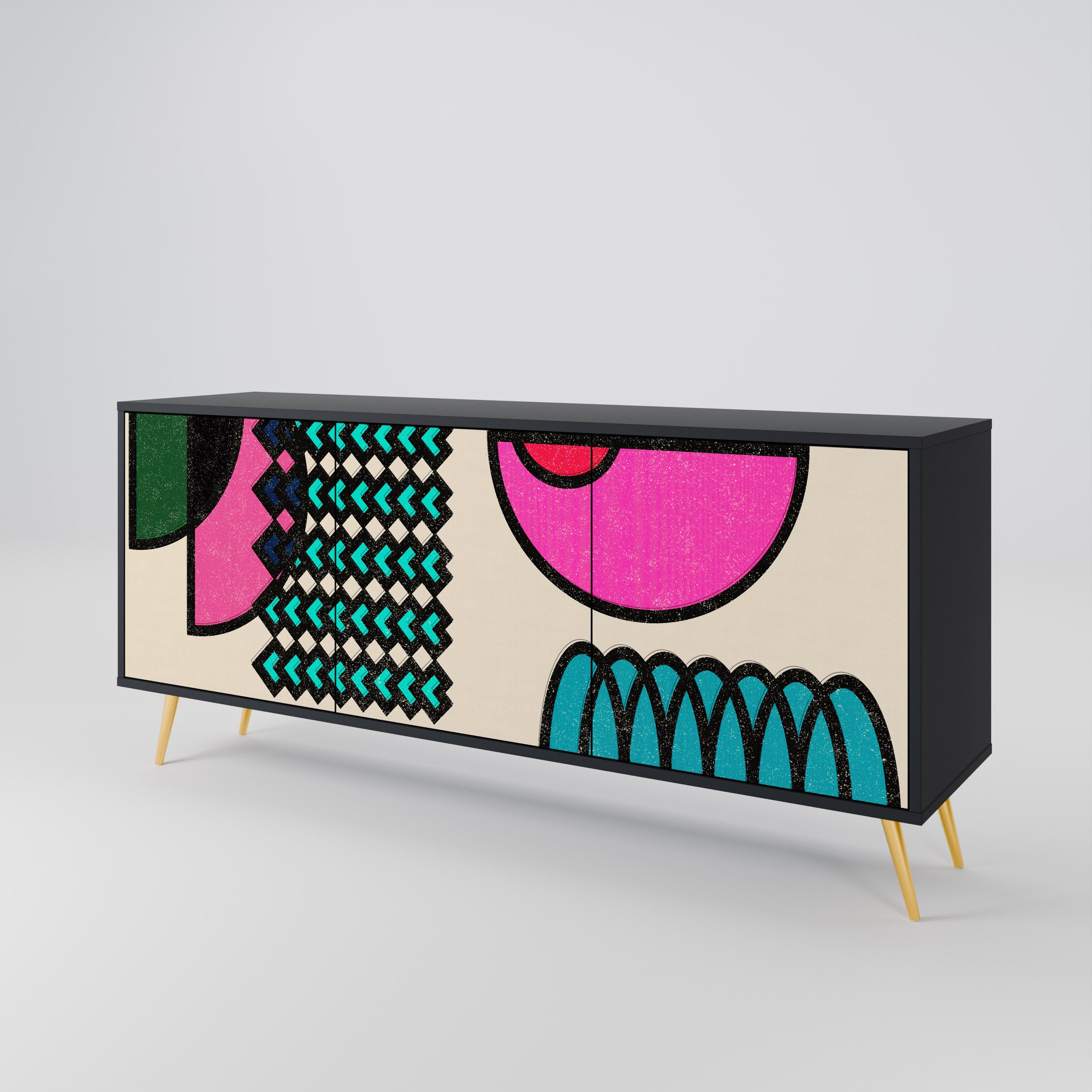GEOMETRIC RHAPSODY Sideboard mit 3 Türen in Schwarz