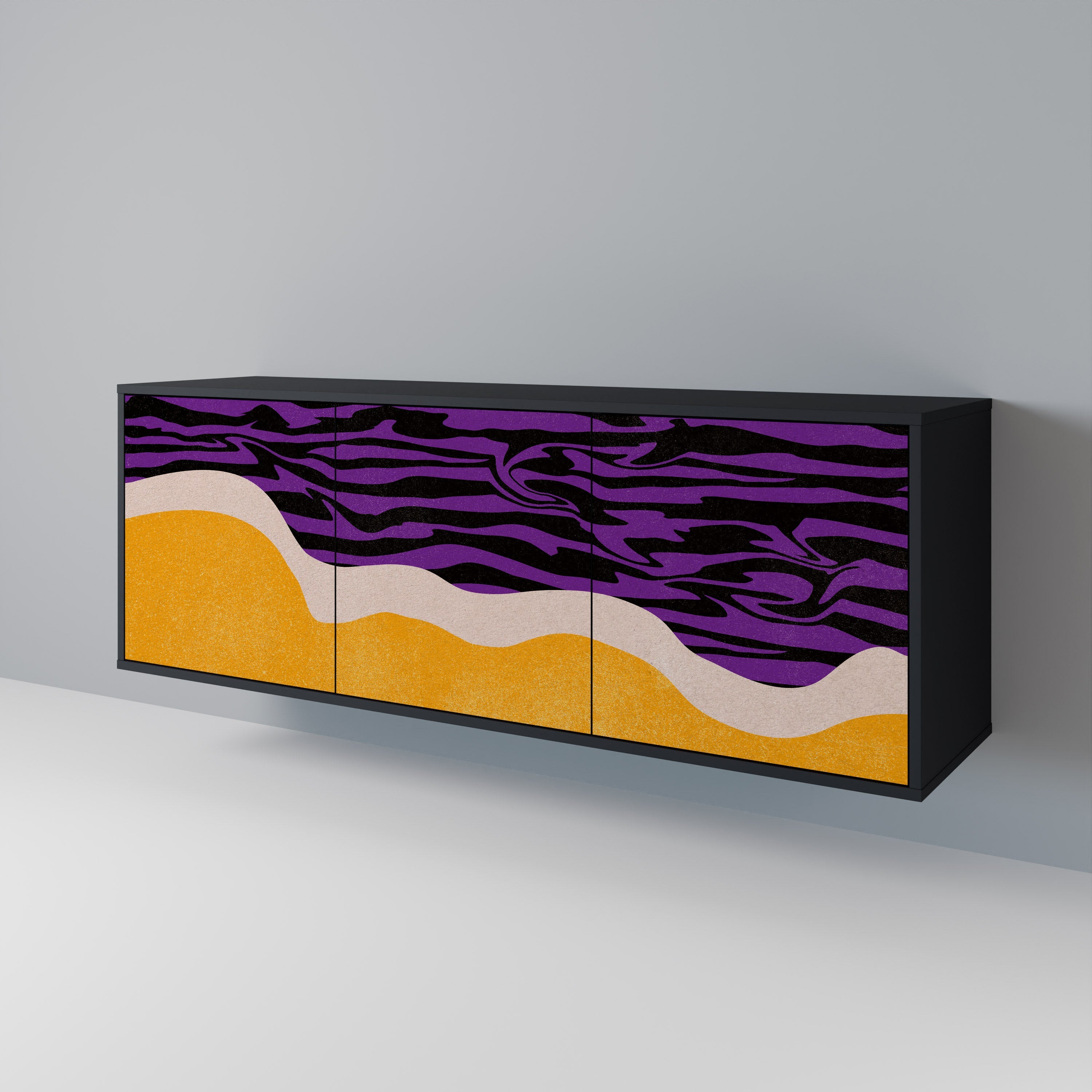 INDEPENDENT BORDER 3-türiges Sideboard in Schwarz