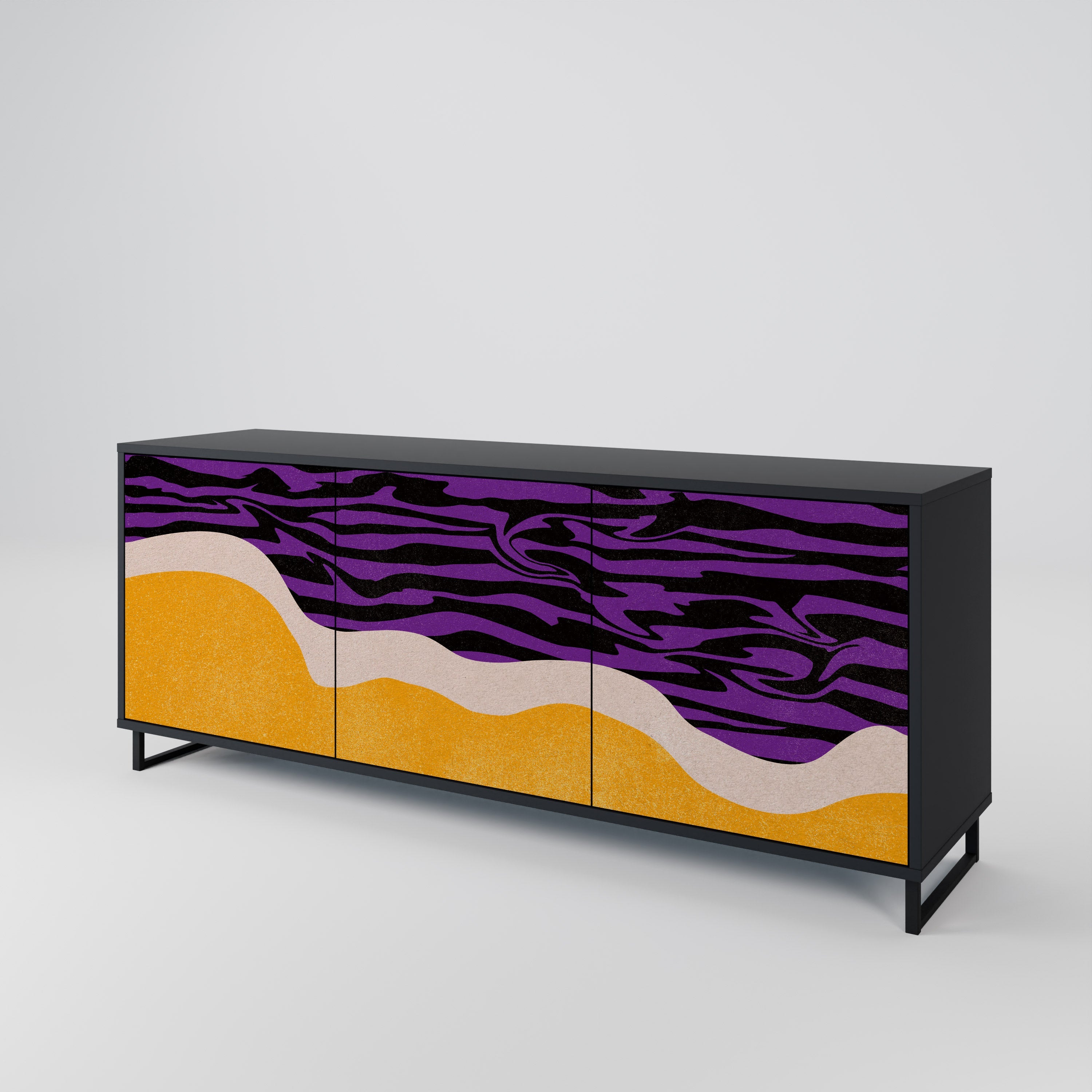 INDEPENDENT BORDER 3-türiges Sideboard in Schwarz