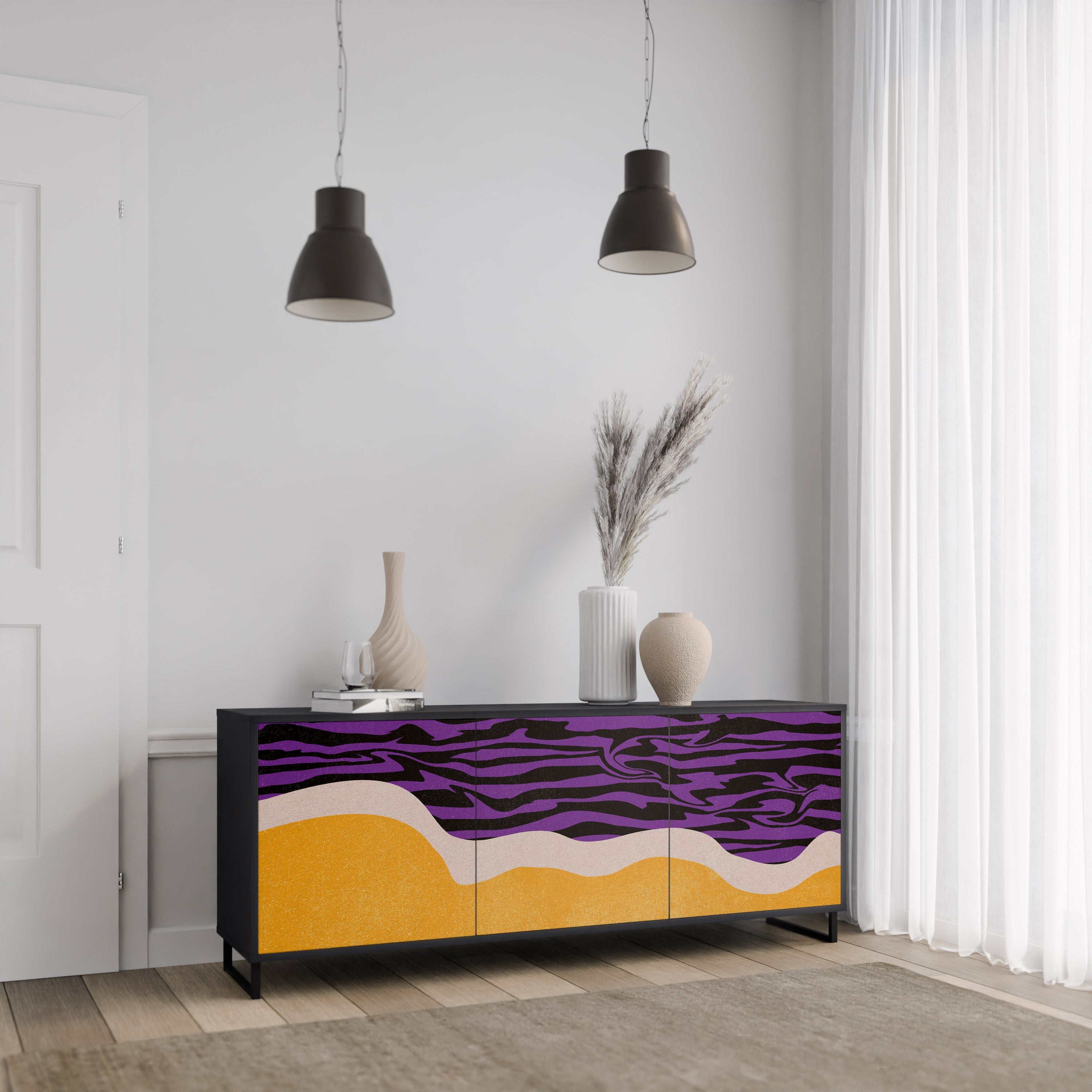INDEPENDENT BORDER 3-türiges Sideboard in Schwarz