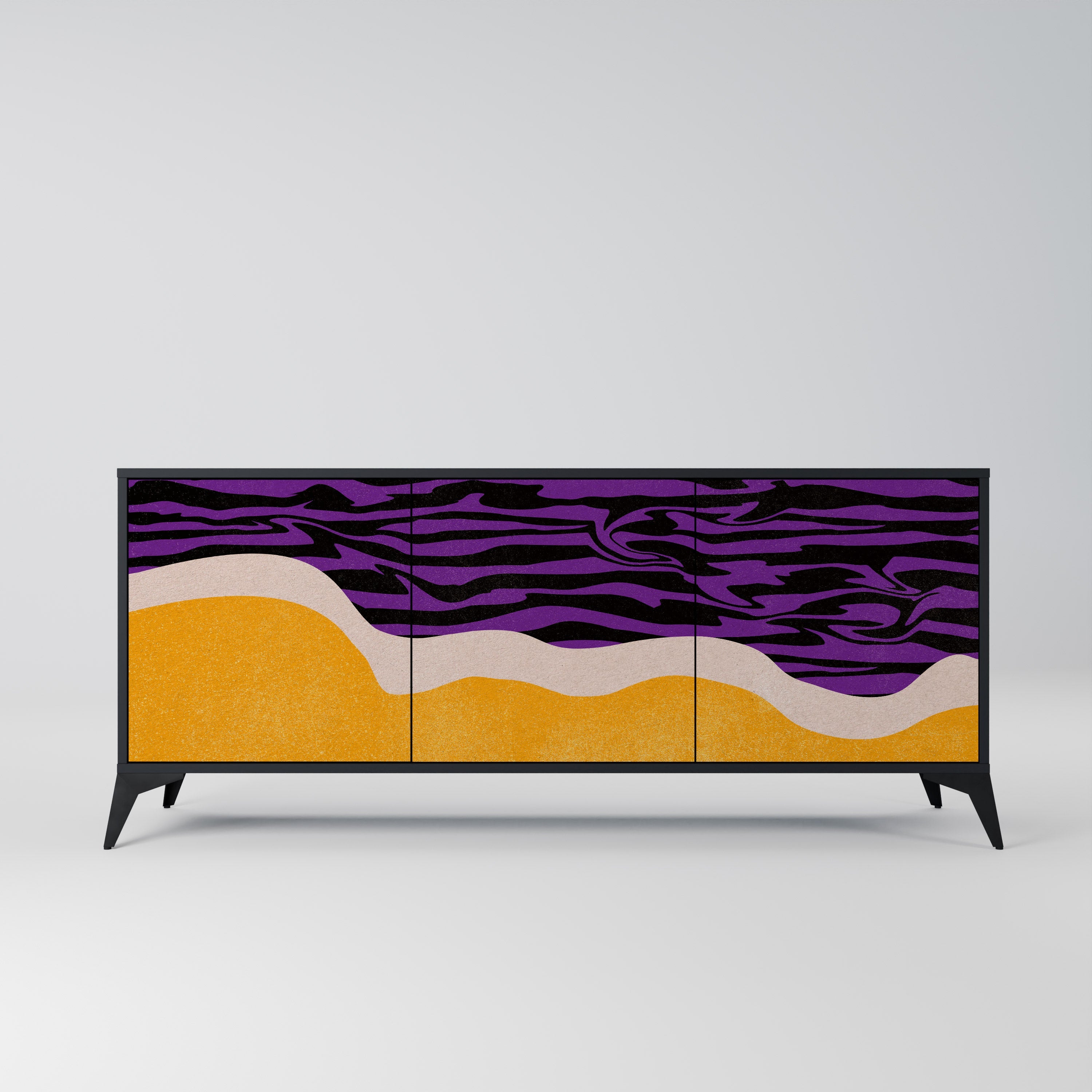 INDEPENDENT BORDER 3-türiges Sideboard in Schwarz