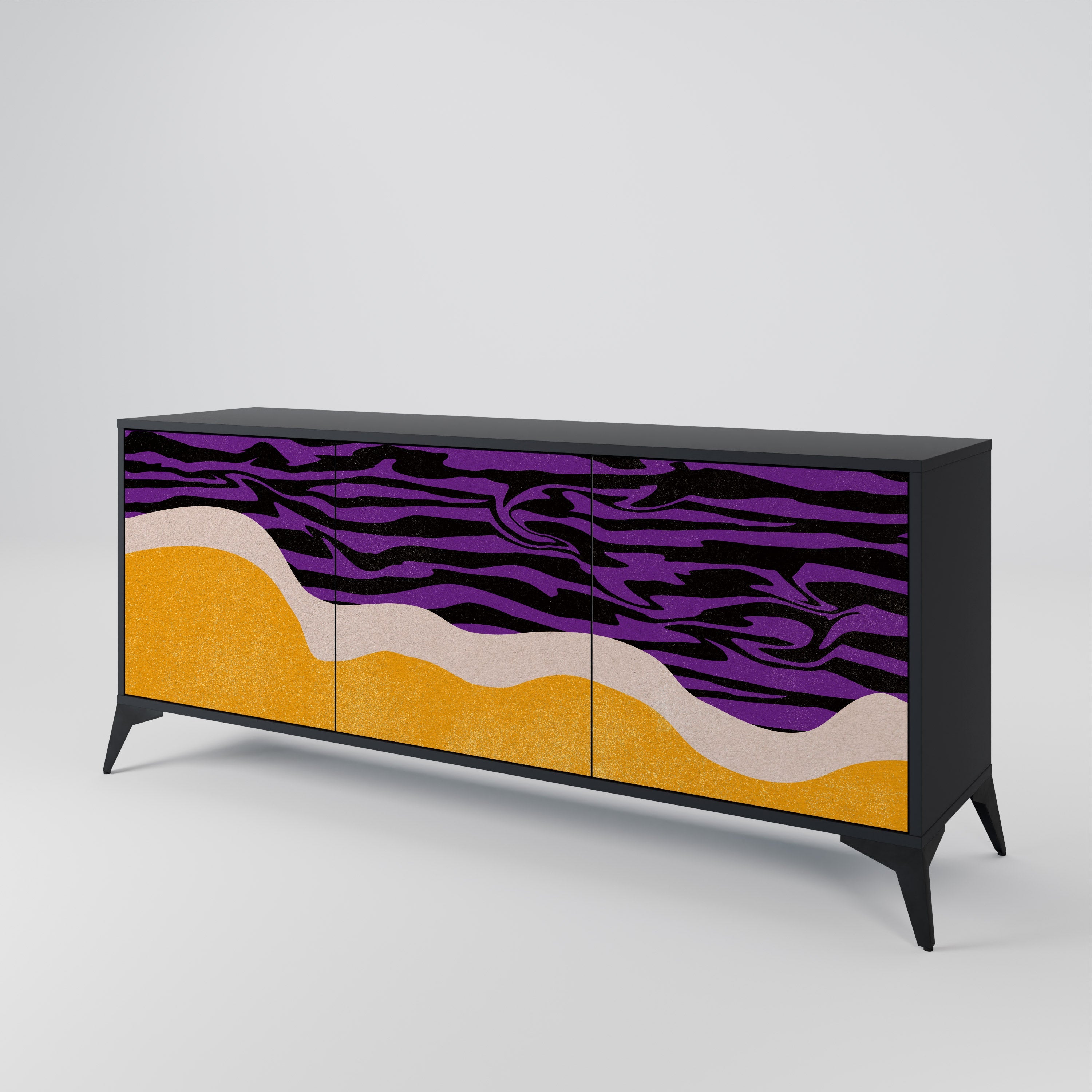 INDEPENDENT BORDER 3-türiges Sideboard in Schwarz