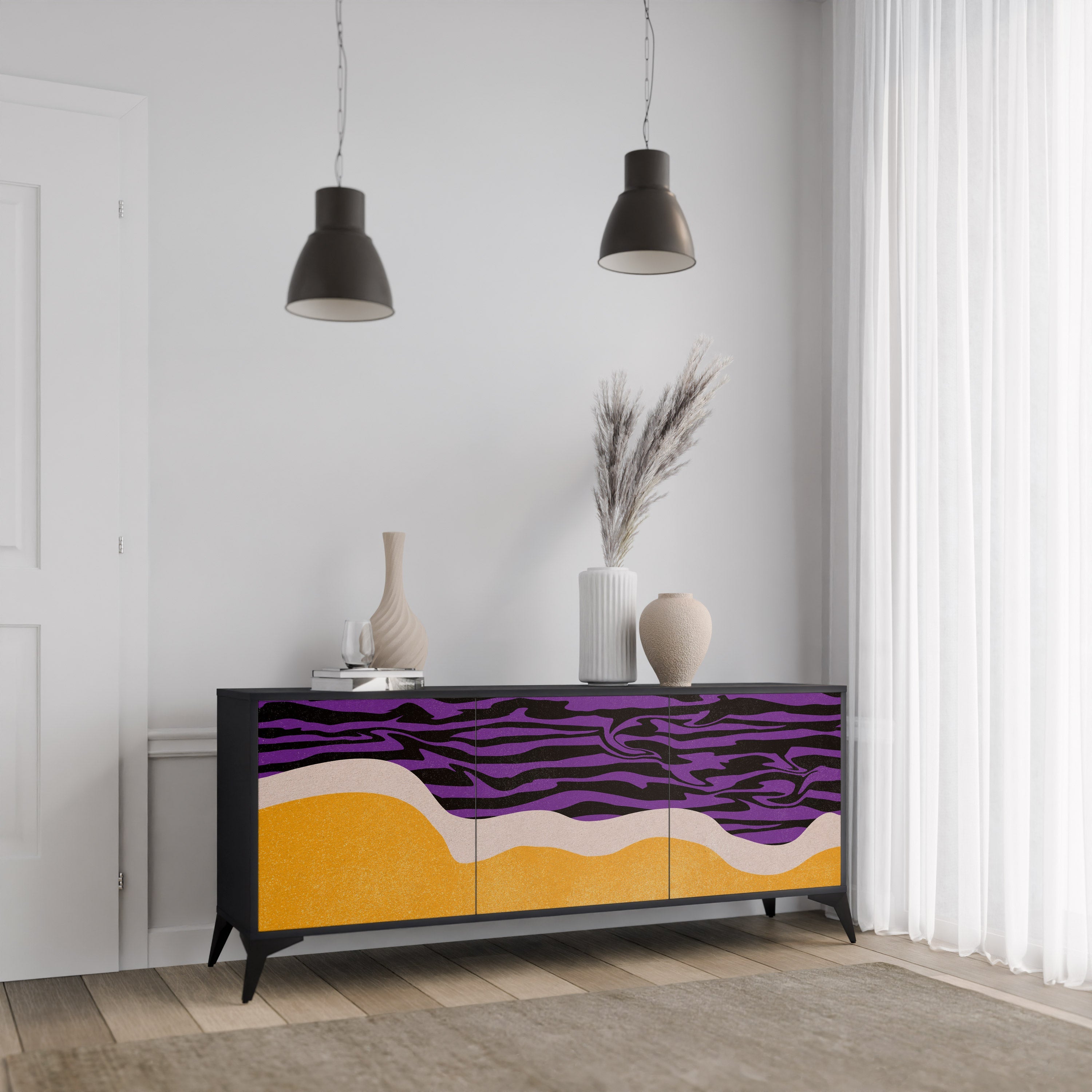 INDEPENDENT BORDER 3-türiges Sideboard in Schwarz