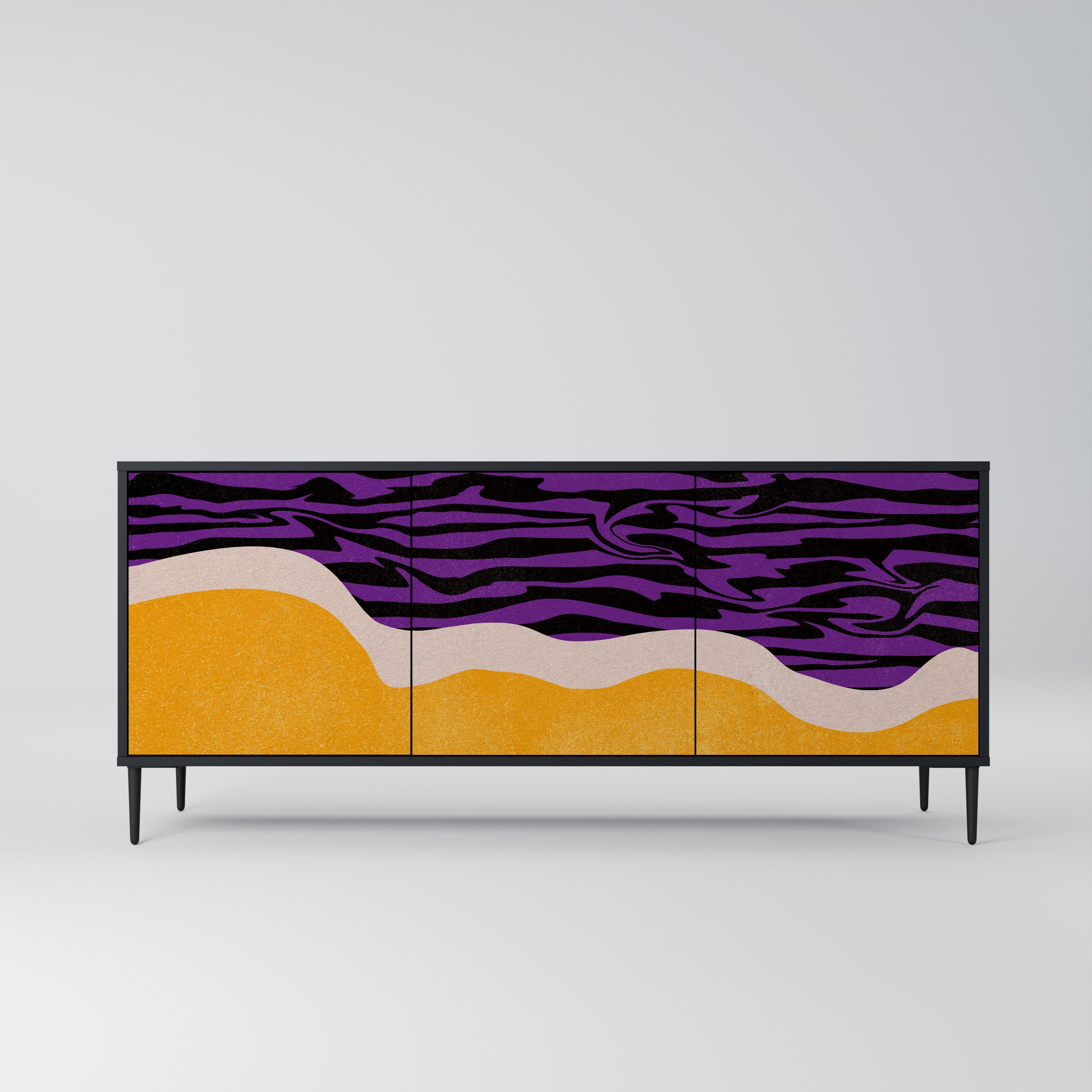 INDEPENDENT BORDER 3-türiges Sideboard in Schwarz