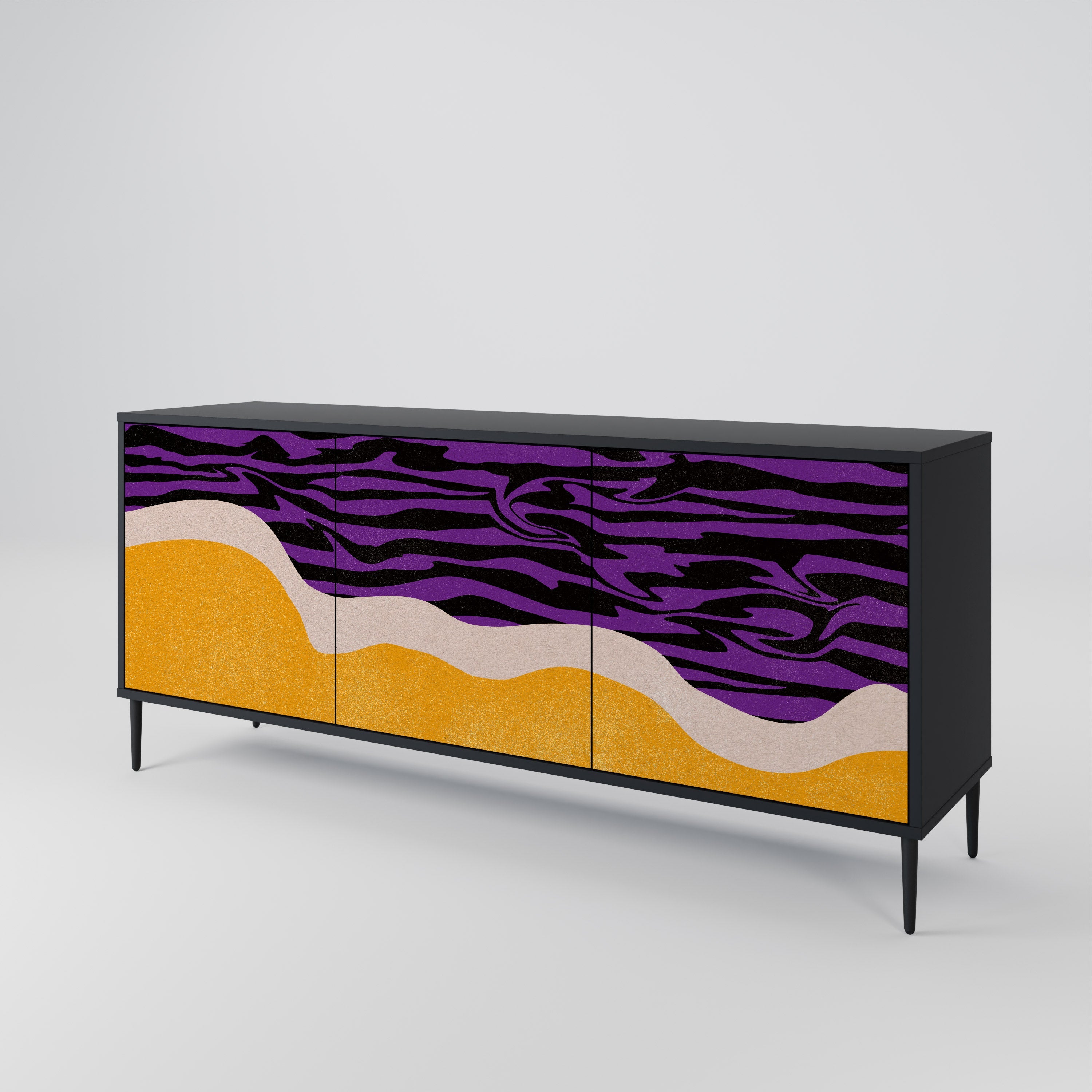 INDEPENDENT BORDER 3-türiges Sideboard in Schwarz