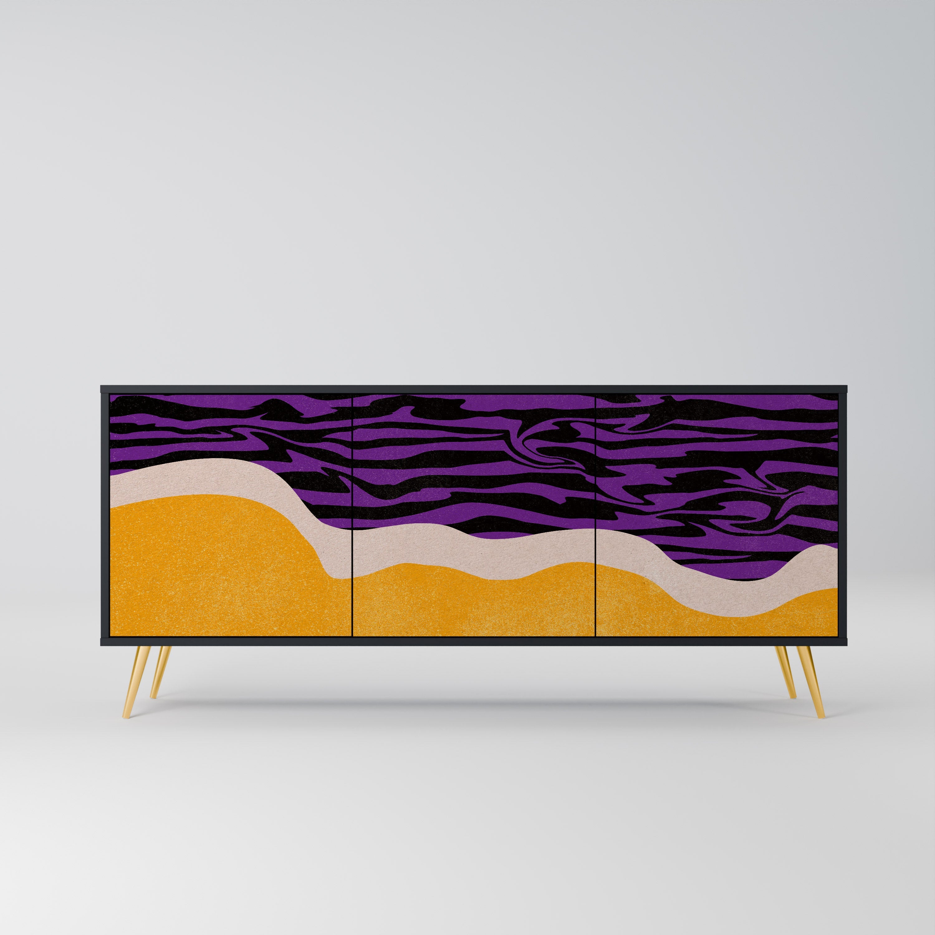 INDEPENDENT BORDER 3-türiges Sideboard in Schwarz