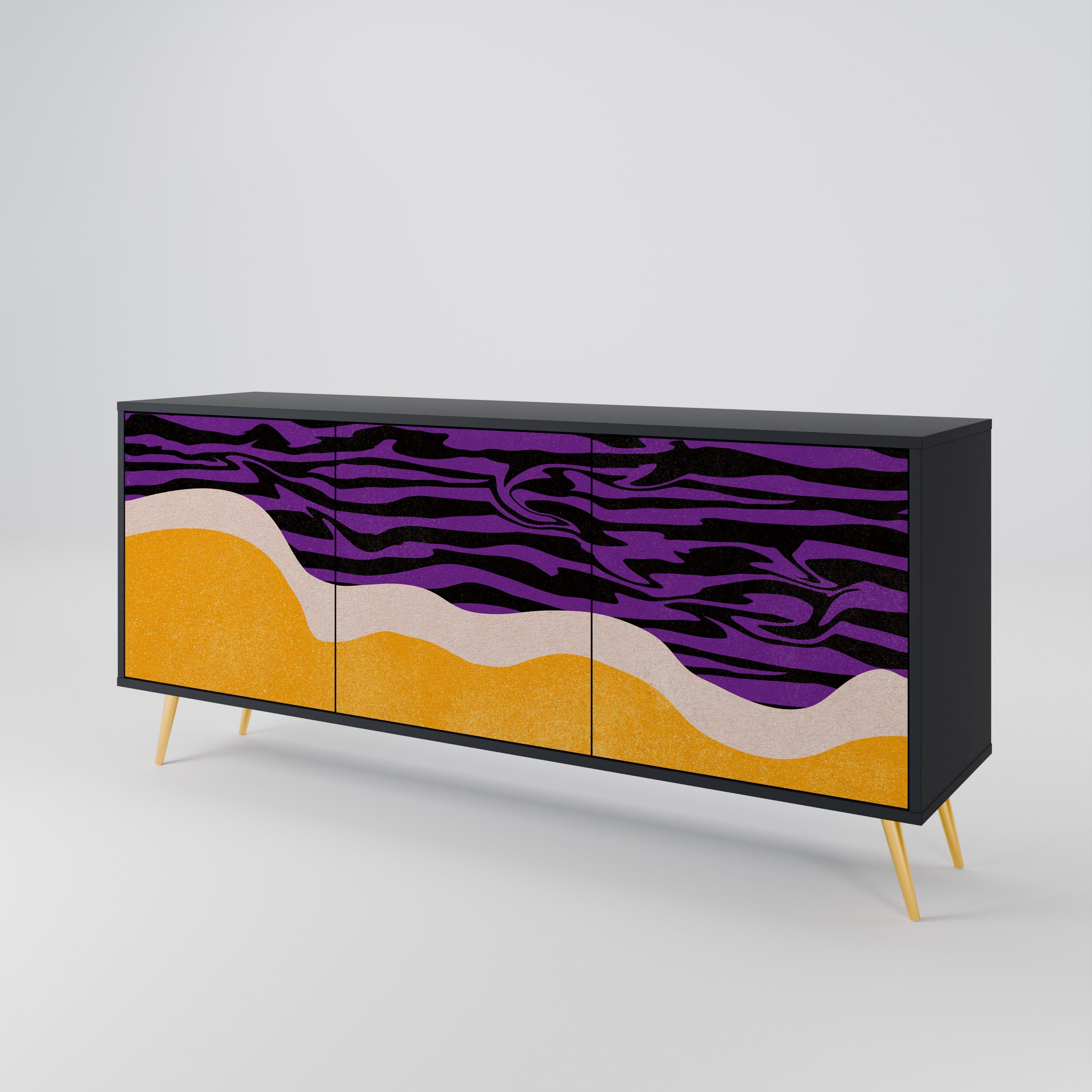 INDEPENDENT BORDER 3-türiges Sideboard in Schwarz