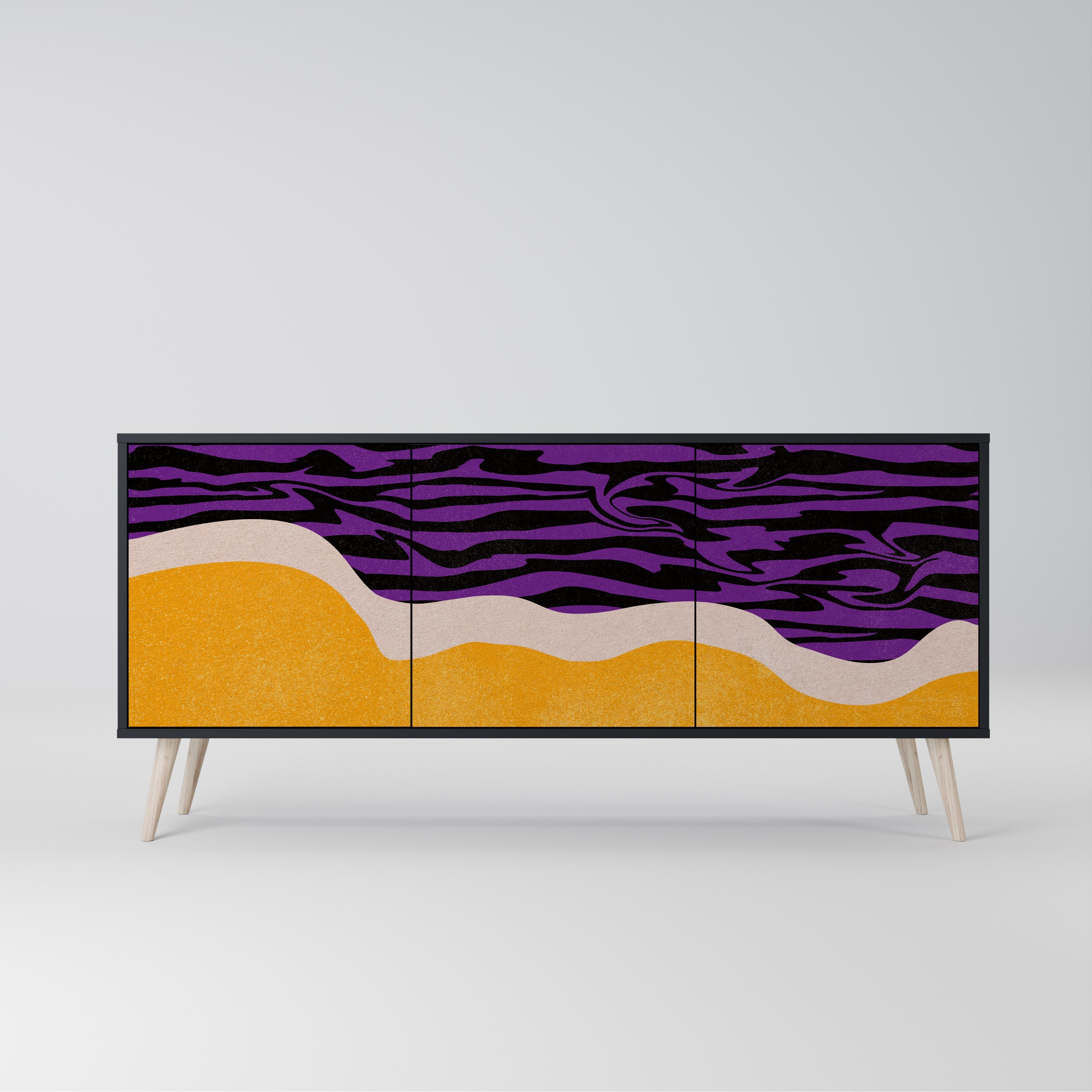 INDEPENDENT BORDER 3-türiges Sideboard in Schwarz