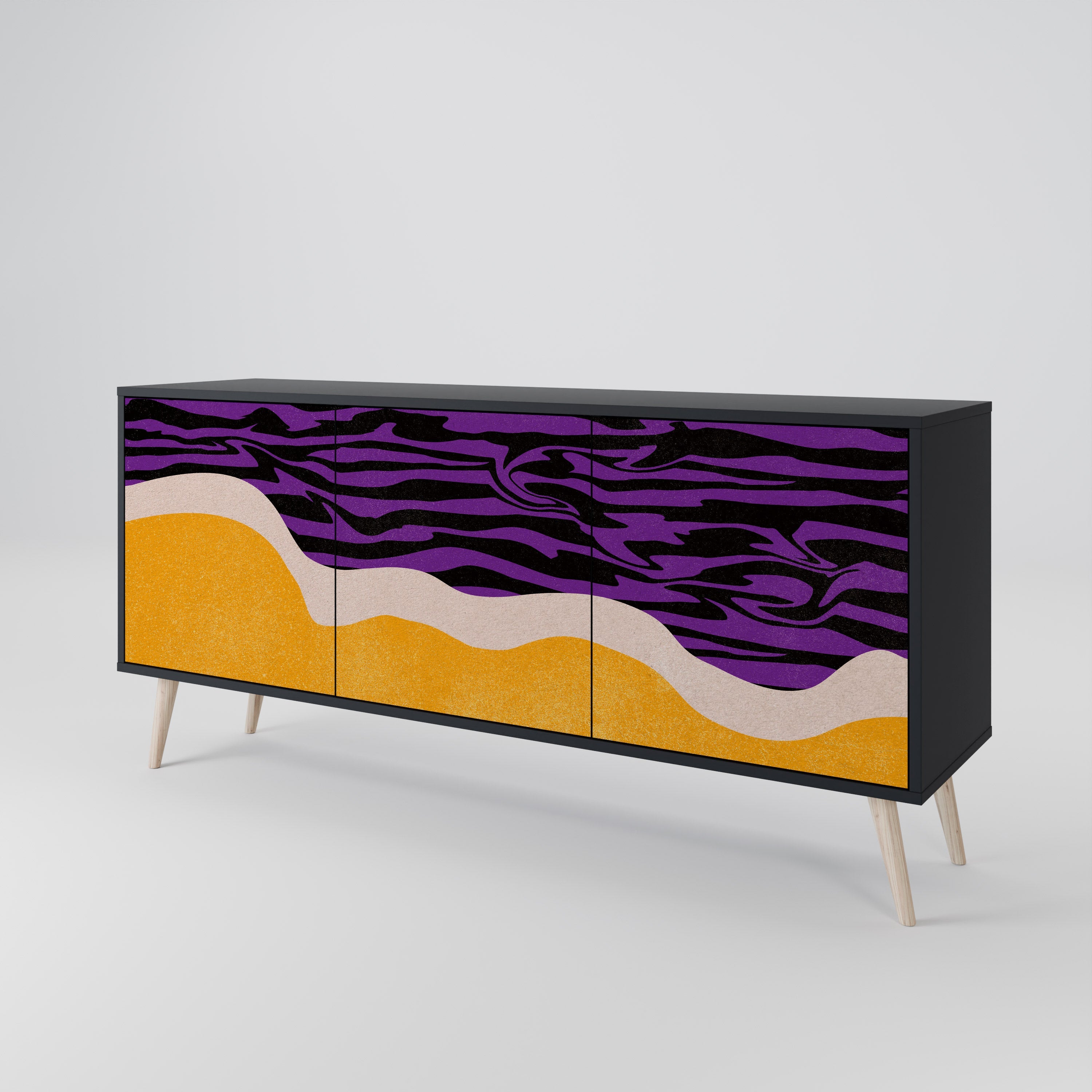 INDEPENDENT BORDER 3-türiges Sideboard in Schwarz