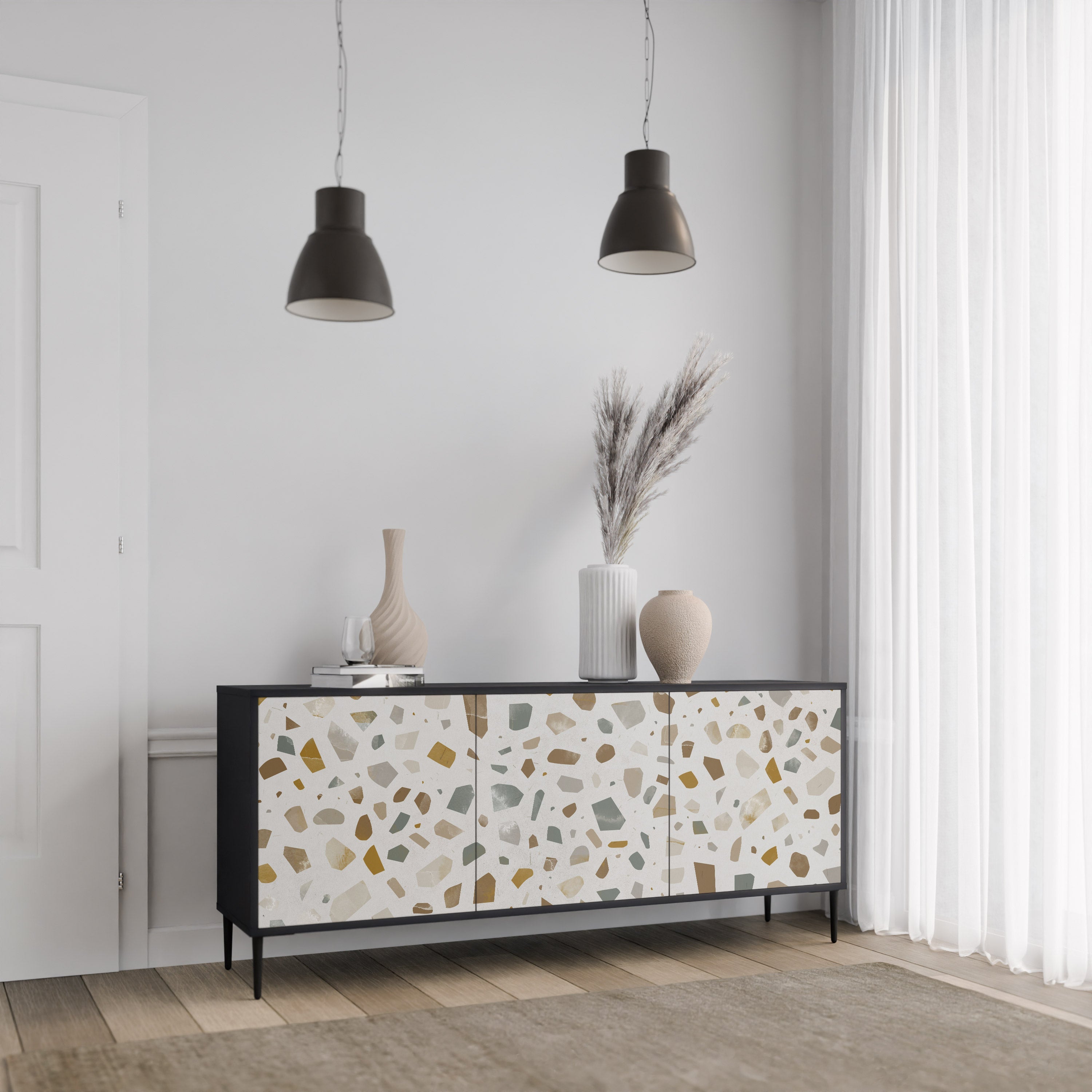 PIECES OF TOMORROW 3-türiges Sideboard in Schwarz