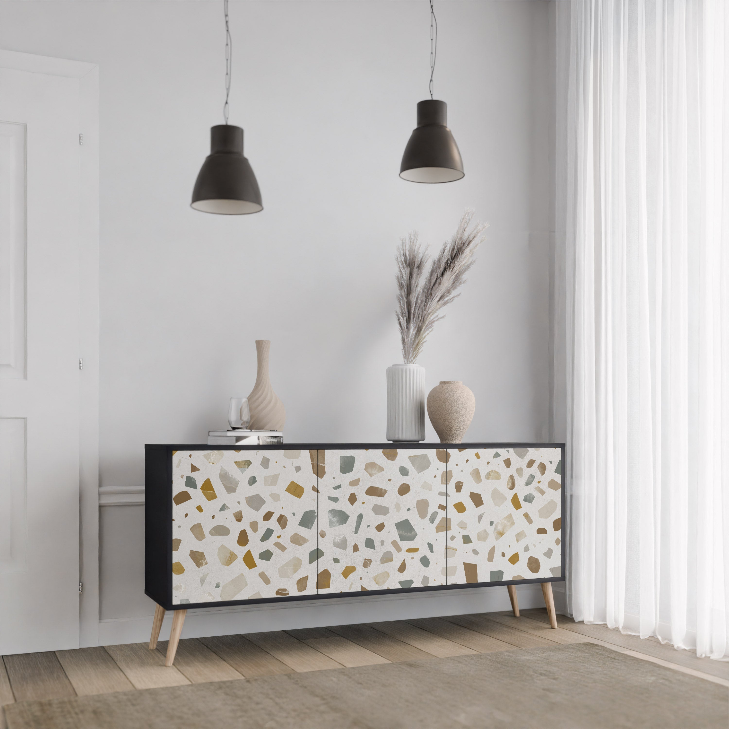 PIECES OF TOMORROW 3-türiges Sideboard in Schwarz
