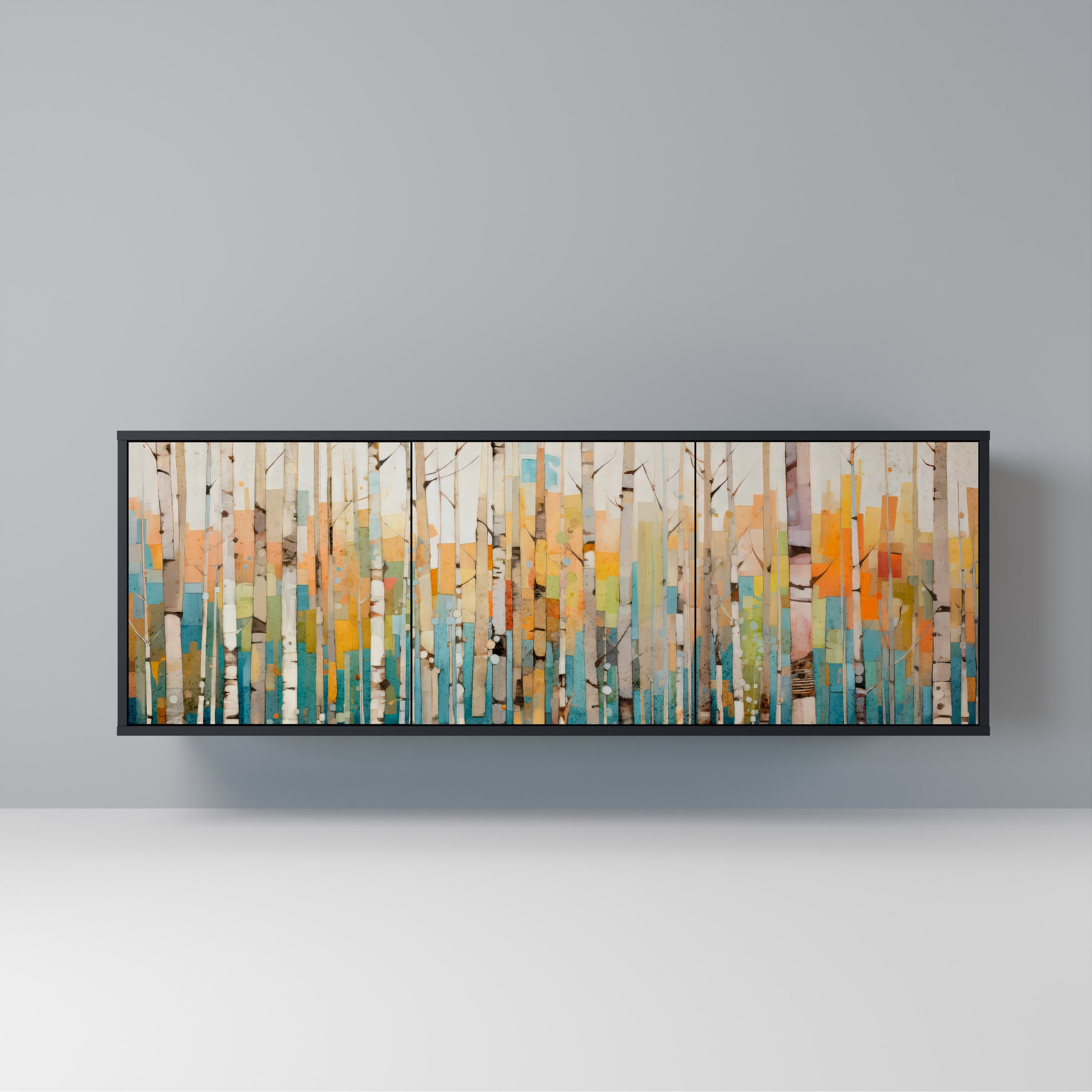BIRCH KALEIDOSCOPE Sideboard mit 3 Türen in schwarzem Finish