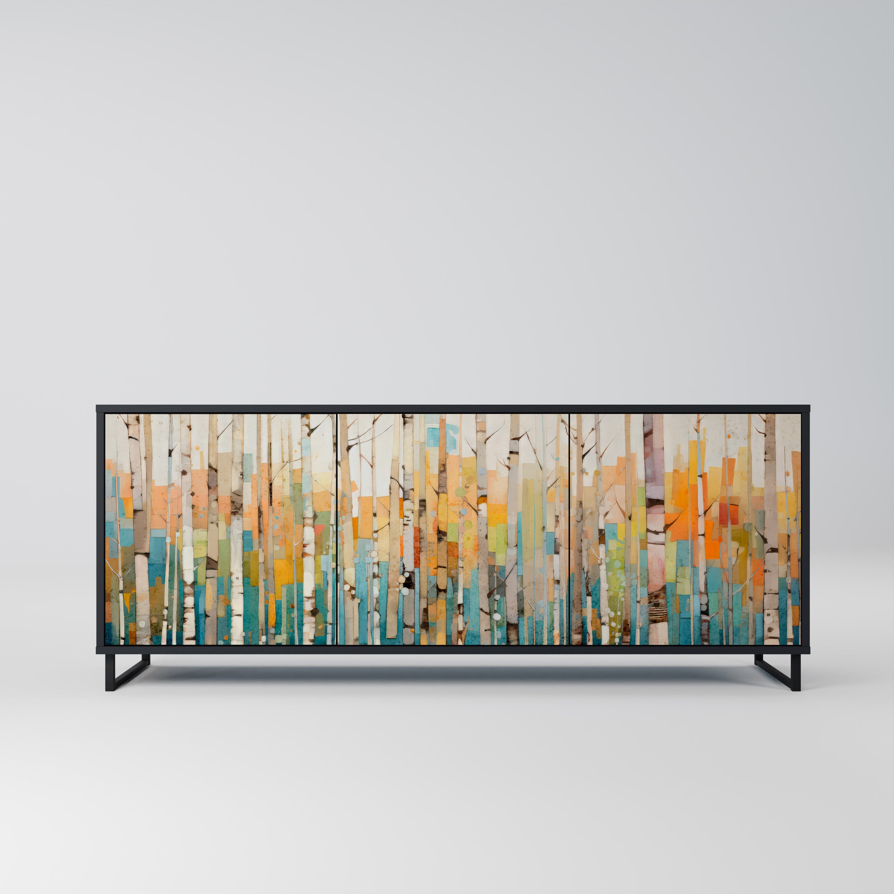 BIRCH KALEIDOSCOPE Sideboard mit 3 Türen in schwarzem Finish